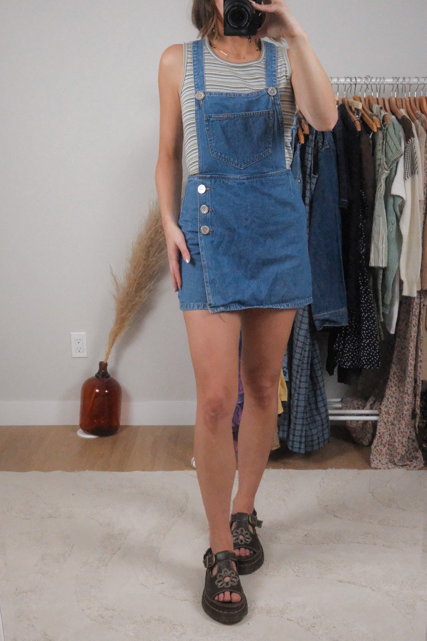 Vintage x Denim Overall Dress/Skort (XS/S)