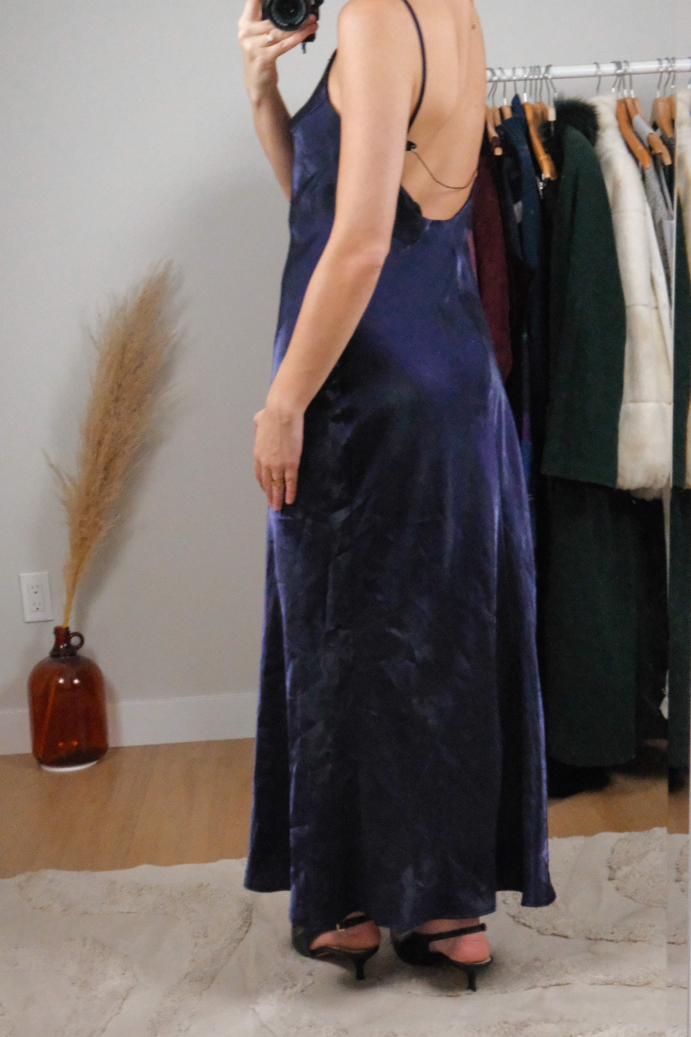 Made in Canada x Vintage x Iridescent Open Back With Beading Maxi Dress (8)