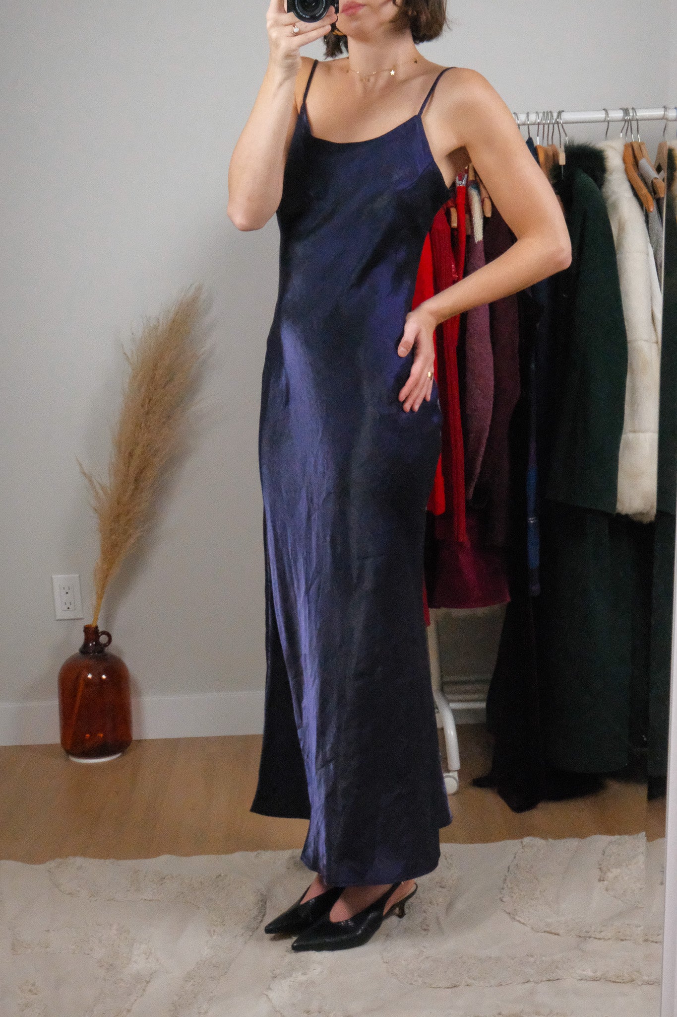 Made in Canada x Vintage x Iridescent Open Back With Beading Maxi Dress (8)