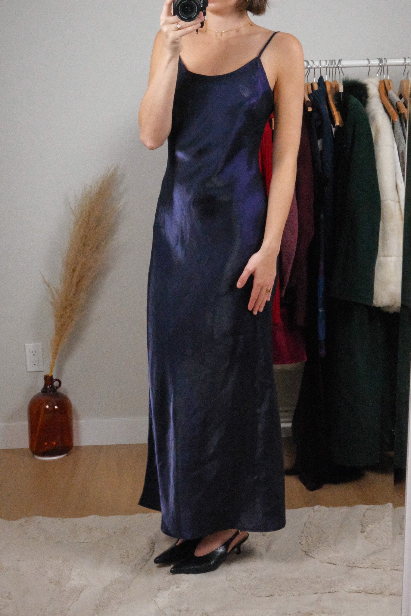 Made in Canada x Vintage x Iridescent Open Back With Beading Maxi Dress (8)