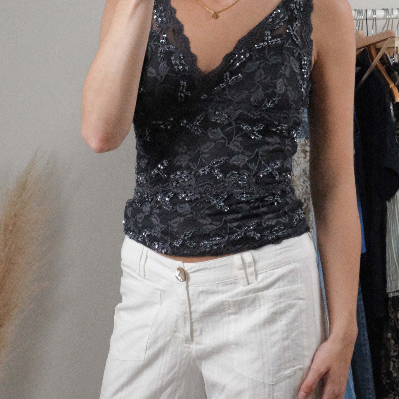 Vintage x Beaded Sequence Tank (XS/S)