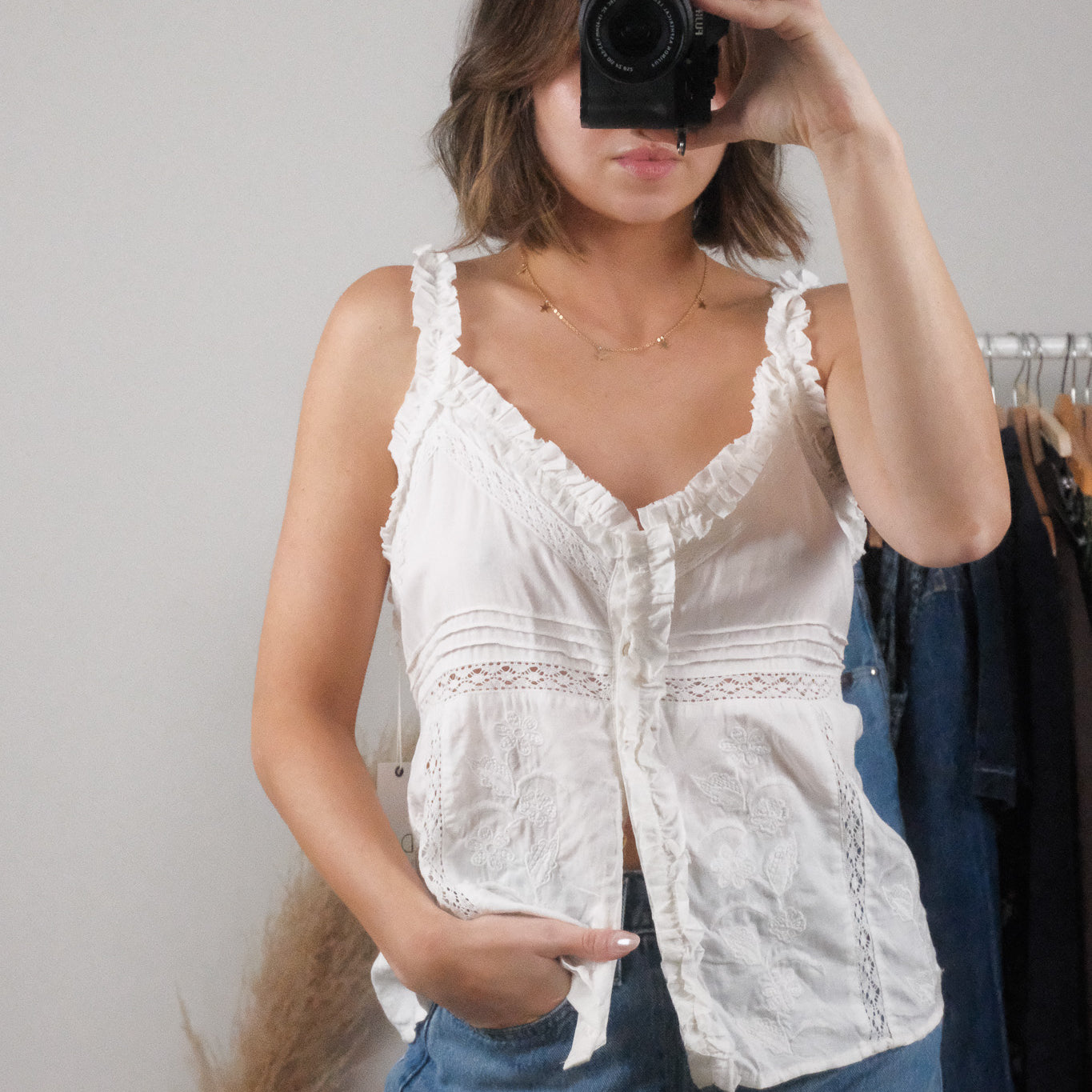 NWT x Modern x Linen Blend Embroidered Tank (XL)