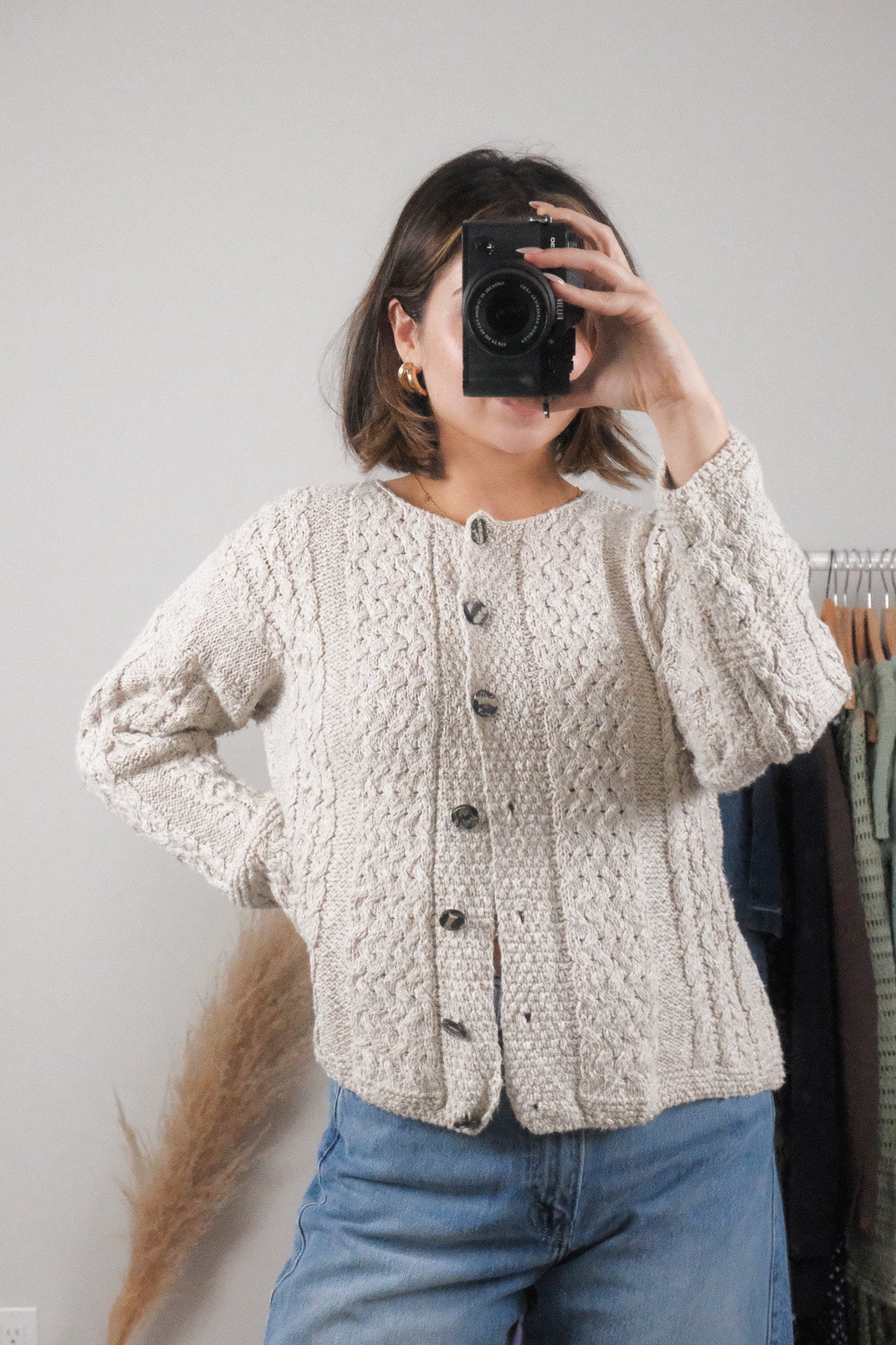 Made in Ireland x Vintage x Cotton/Linen Chunky Knit Cardigan (S)