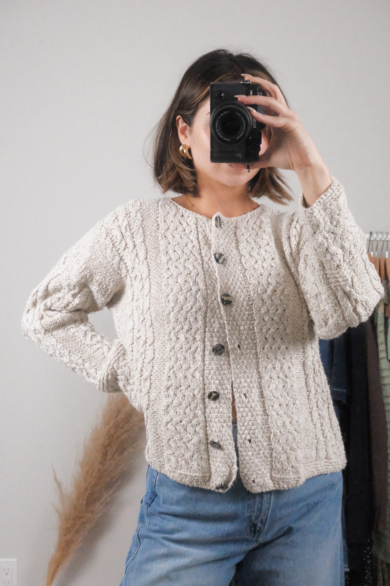 Made in Ireland x Vintage x Cotton/Linen Chunky Knit Cardigan (S)