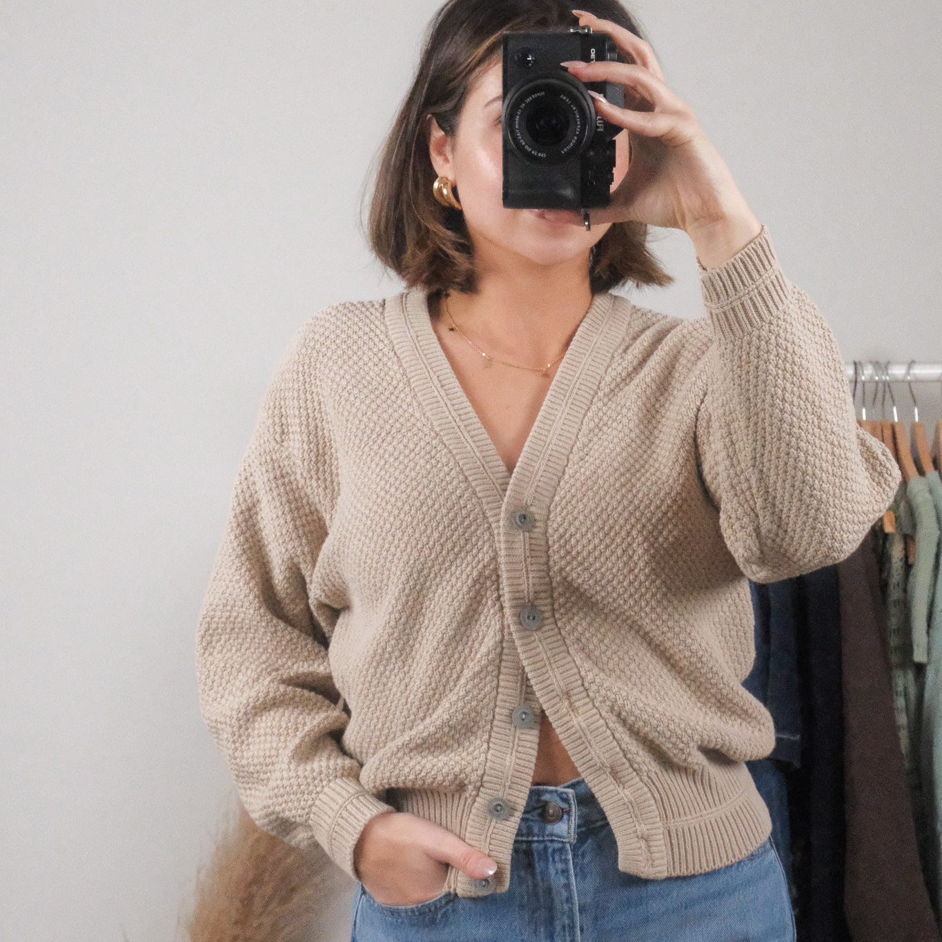 Vintage x Cotton Knit Cardigan (S/M)