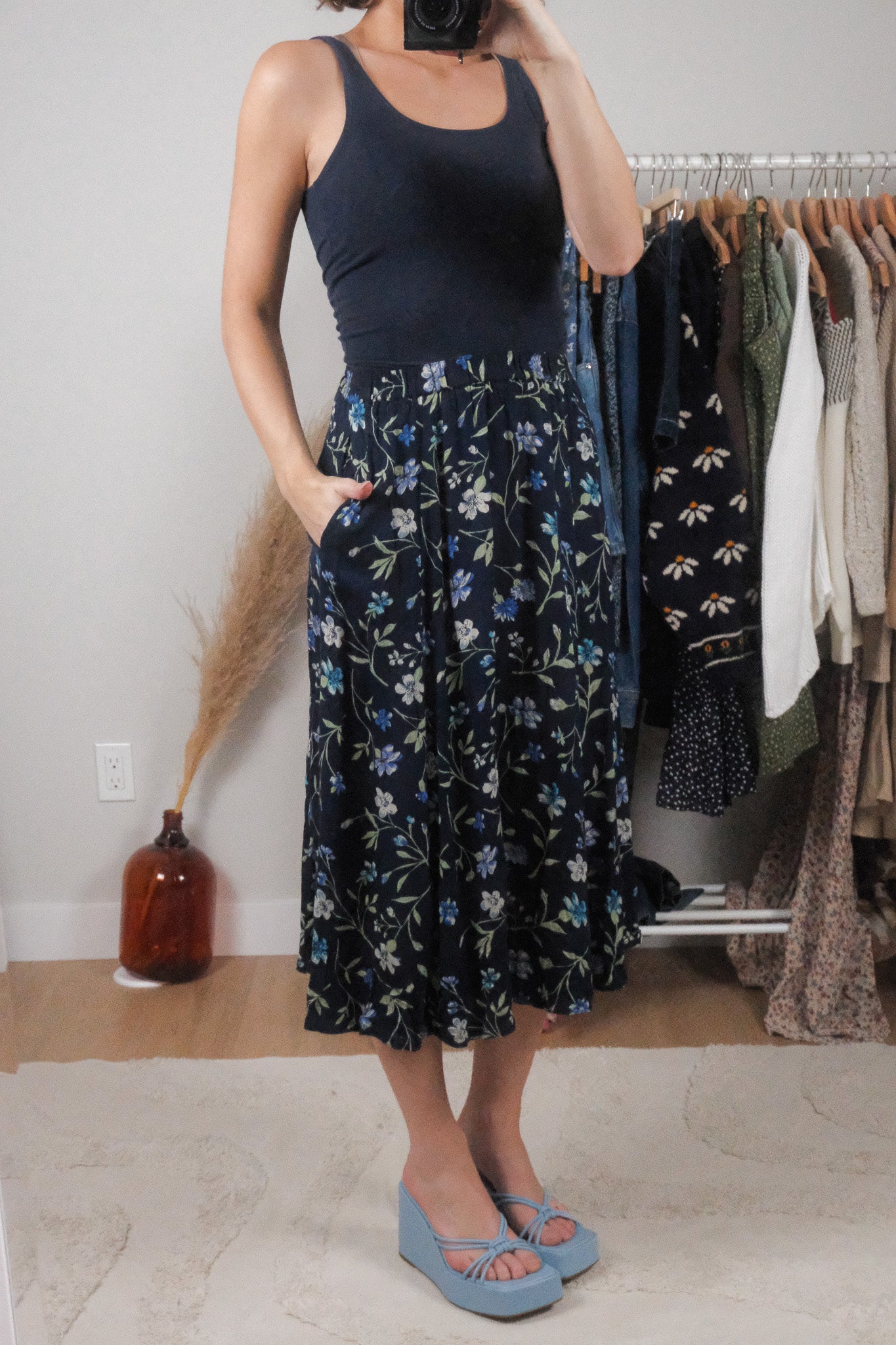 Vintage x Floral Midi Skirt (S)