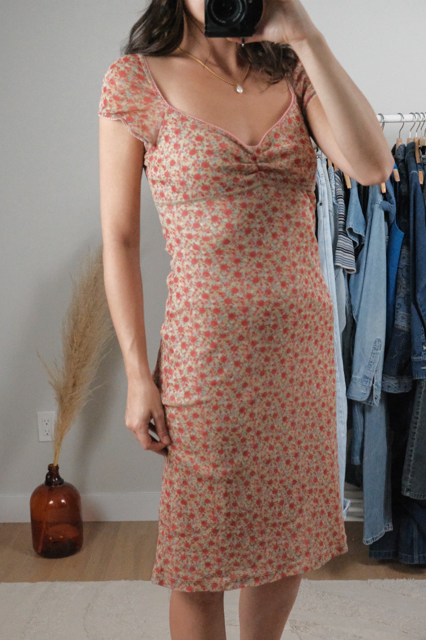 Made in Canada x Vintage x Floral Mesh Midi Dress (4-6)