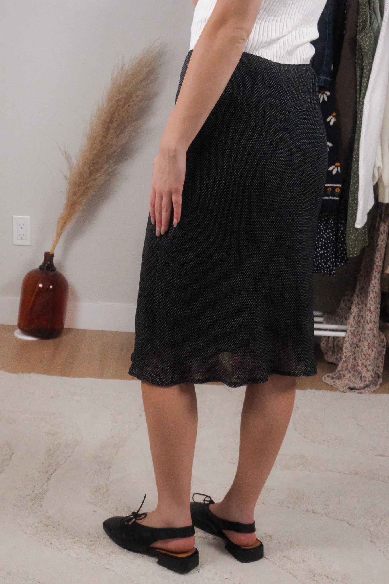 Vintage x Polkadot Midi Skirt (L)