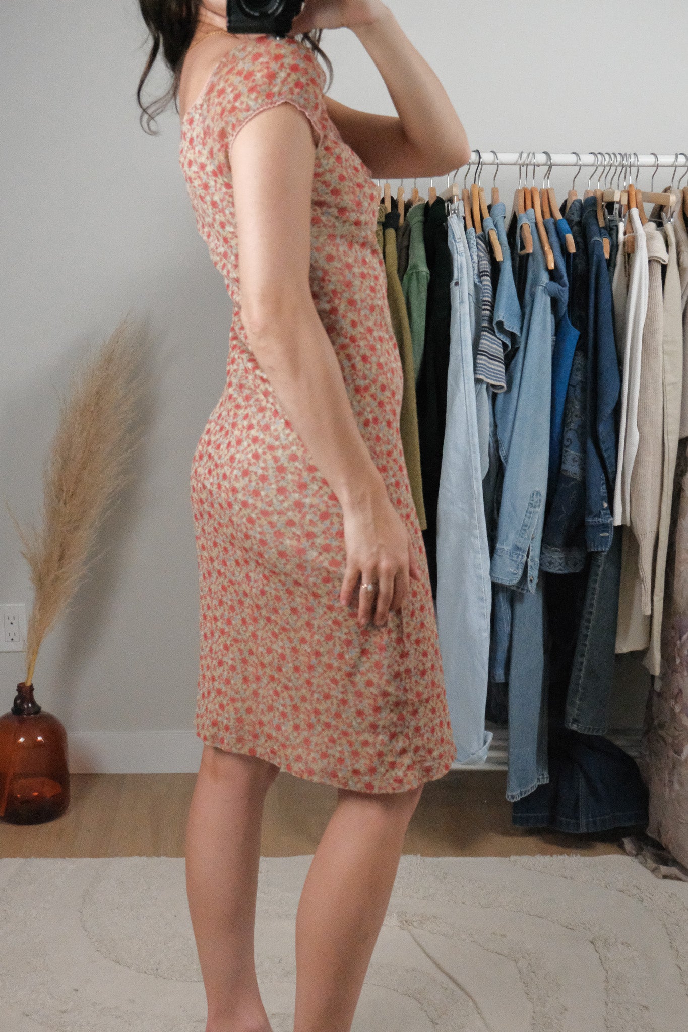 Made in Canada x Vintage x Floral Mesh Midi Dress (4-6)