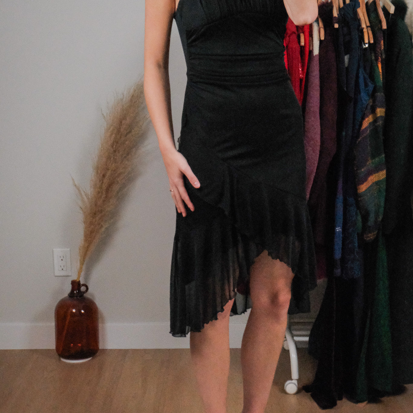Vintage x Velvet Sequin Strap Mesh Midi Dress (XS/S)