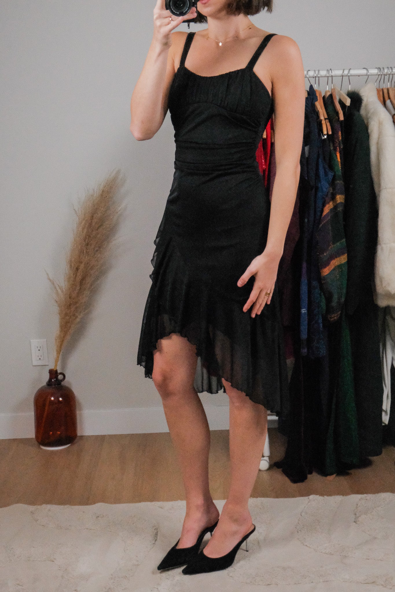 Vintage x Velvet Sequin Strap Mesh Midi Dress (XS/S)