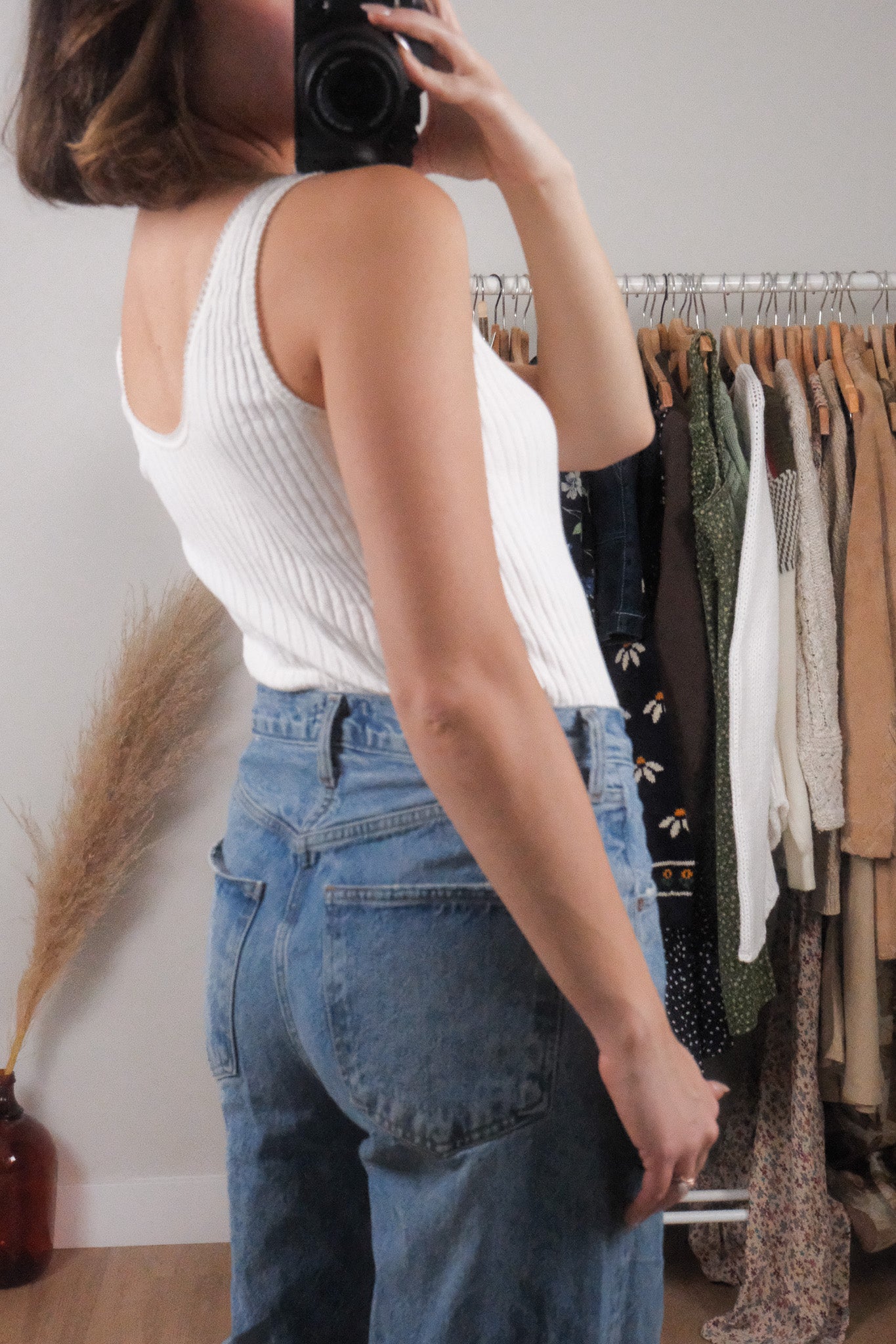 Made in Canada x Vintage x Cotton Lace & Ribbed Tank (M/L)