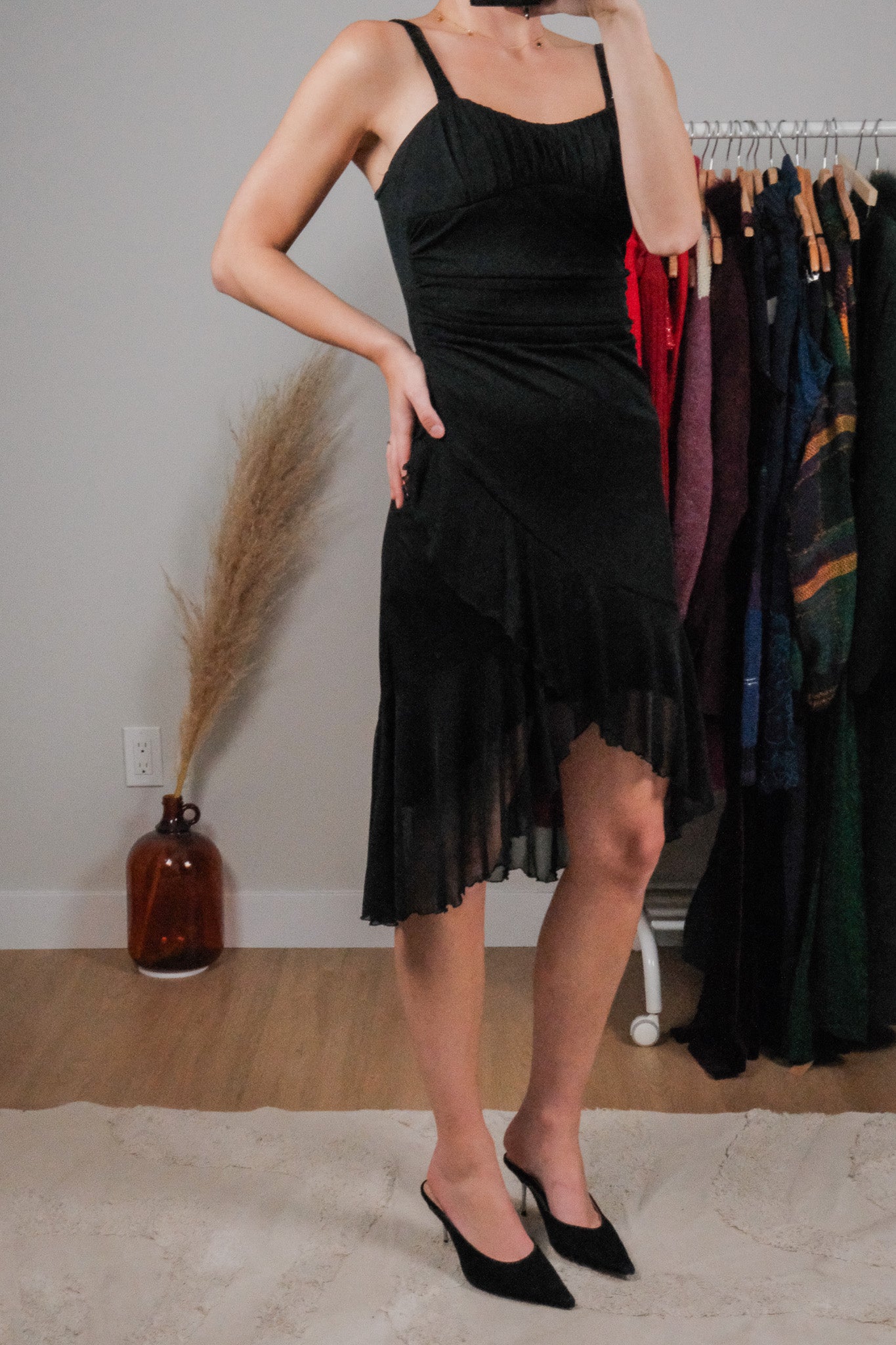 Vintage x Velvet Sequin Strap Mesh Midi Dress (XS/S)