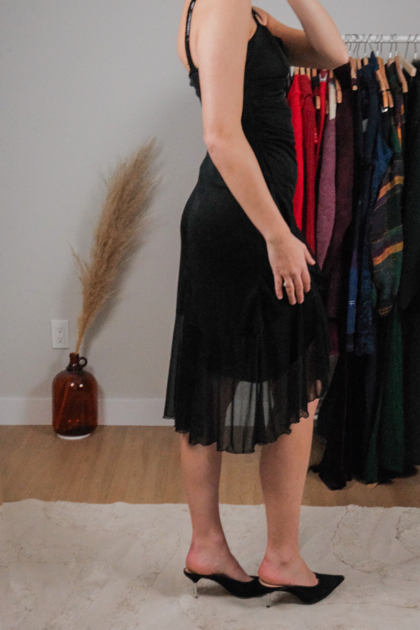 Vintage x Velvet Sequin Strap Mesh Midi Dress (XS/S)