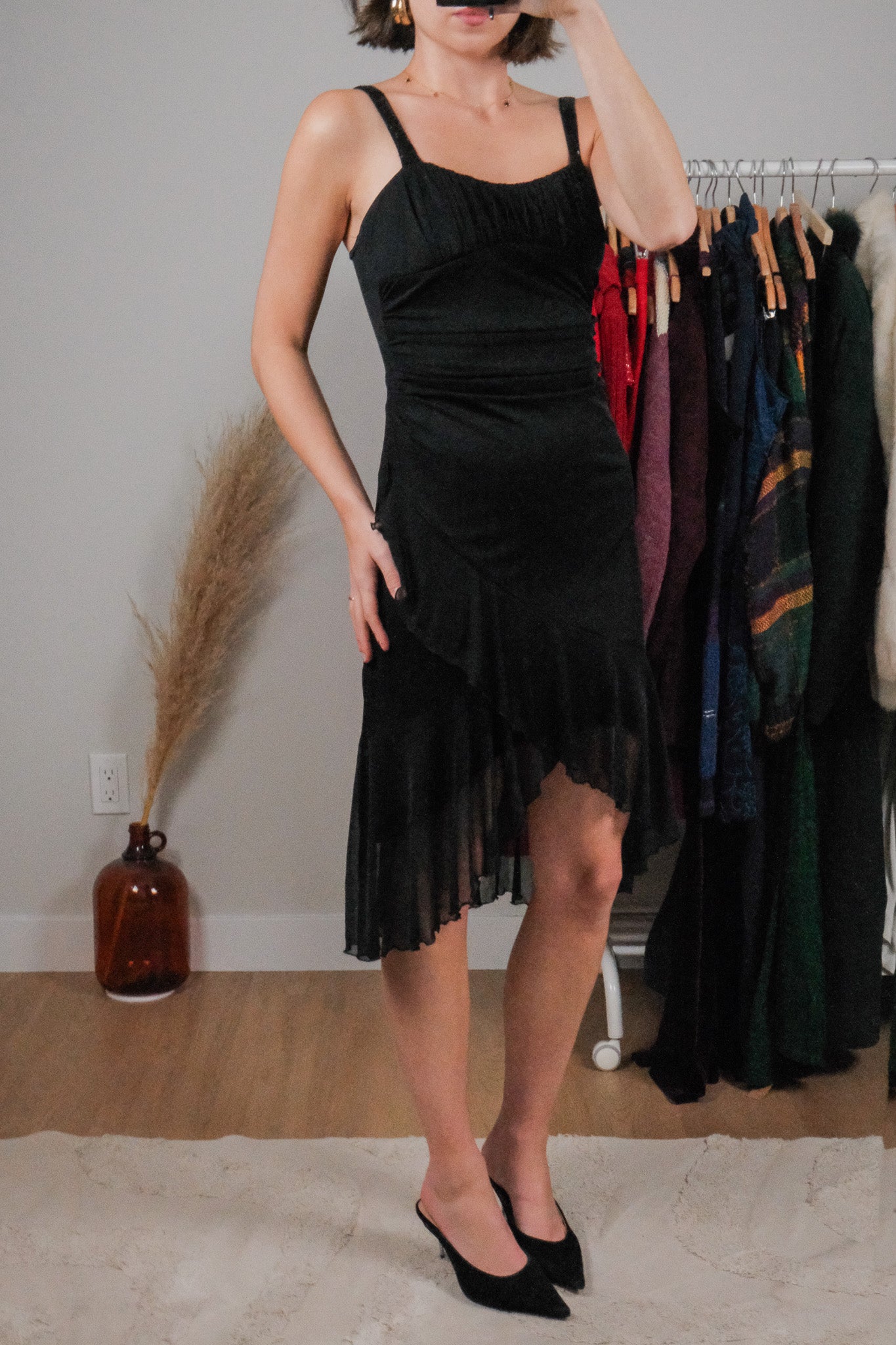 Vintage x Velvet Sequin Strap Mesh Midi Dress (XS/S)