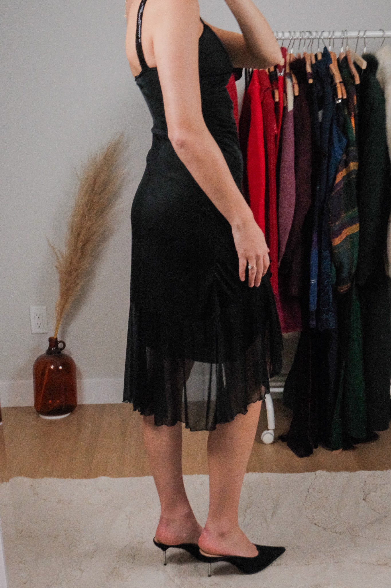 Vintage x Velvet Sequin Strap Mesh Midi Dress (XS/S)