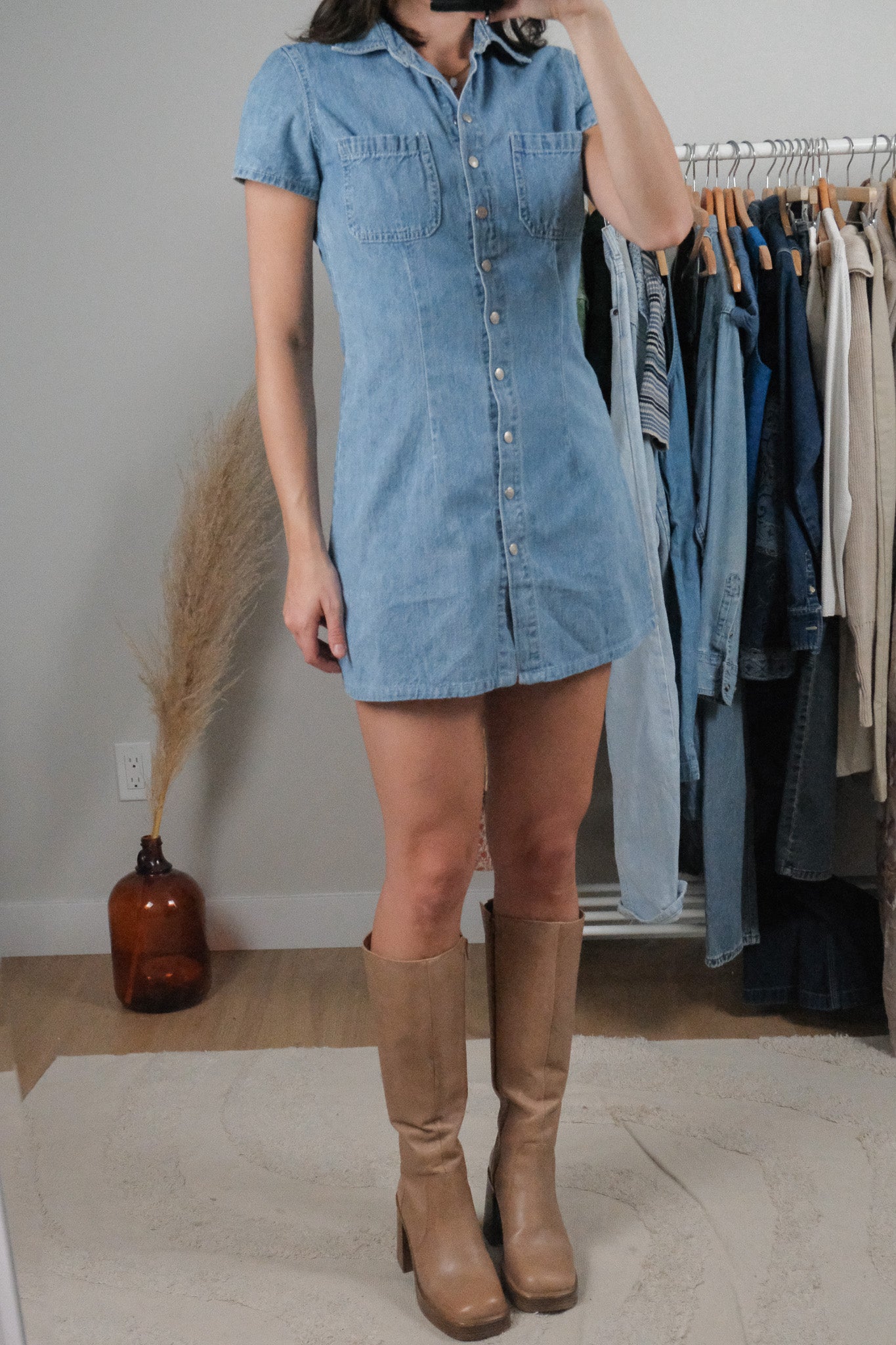 Made in USA x Vintage x Denim Mini Dress (XS/S)