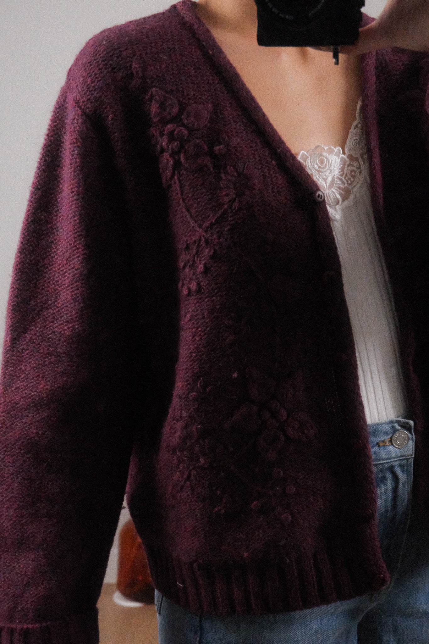 Vintage x Wool Embroidered Cardigan (M/L)