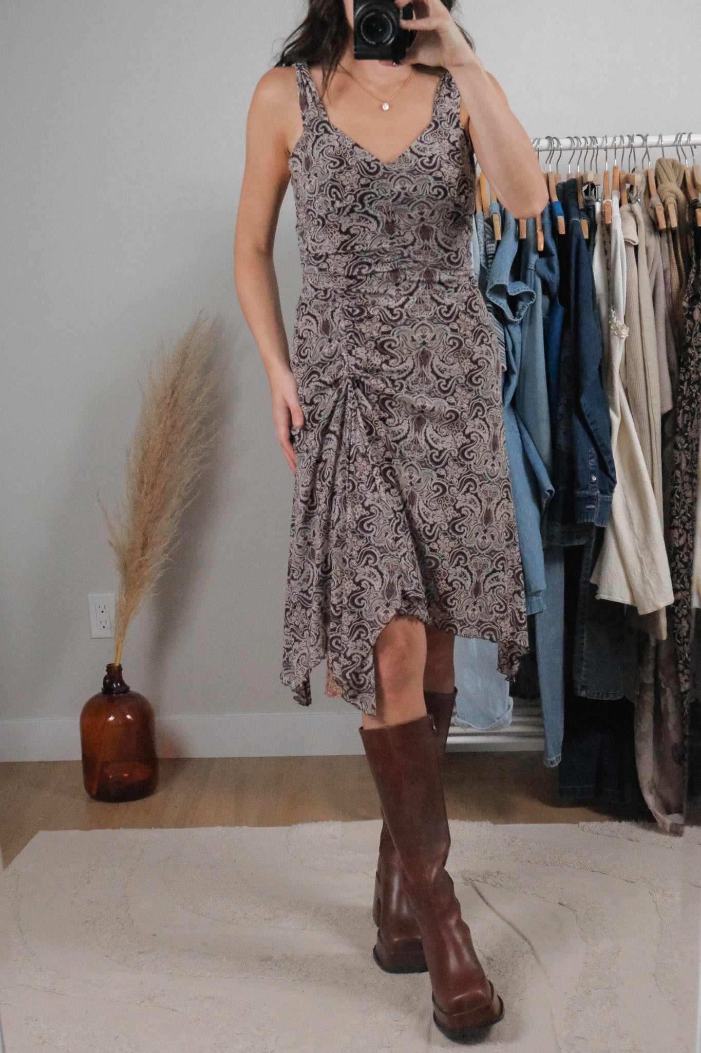 Vintage x Patterned Midi Dress (S)