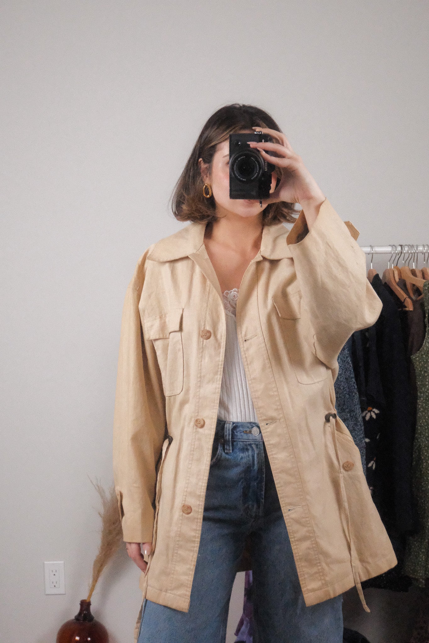 Made in Korea x Vintage x Eaton Linen/Cotton Cinch Waist Jacket (M)