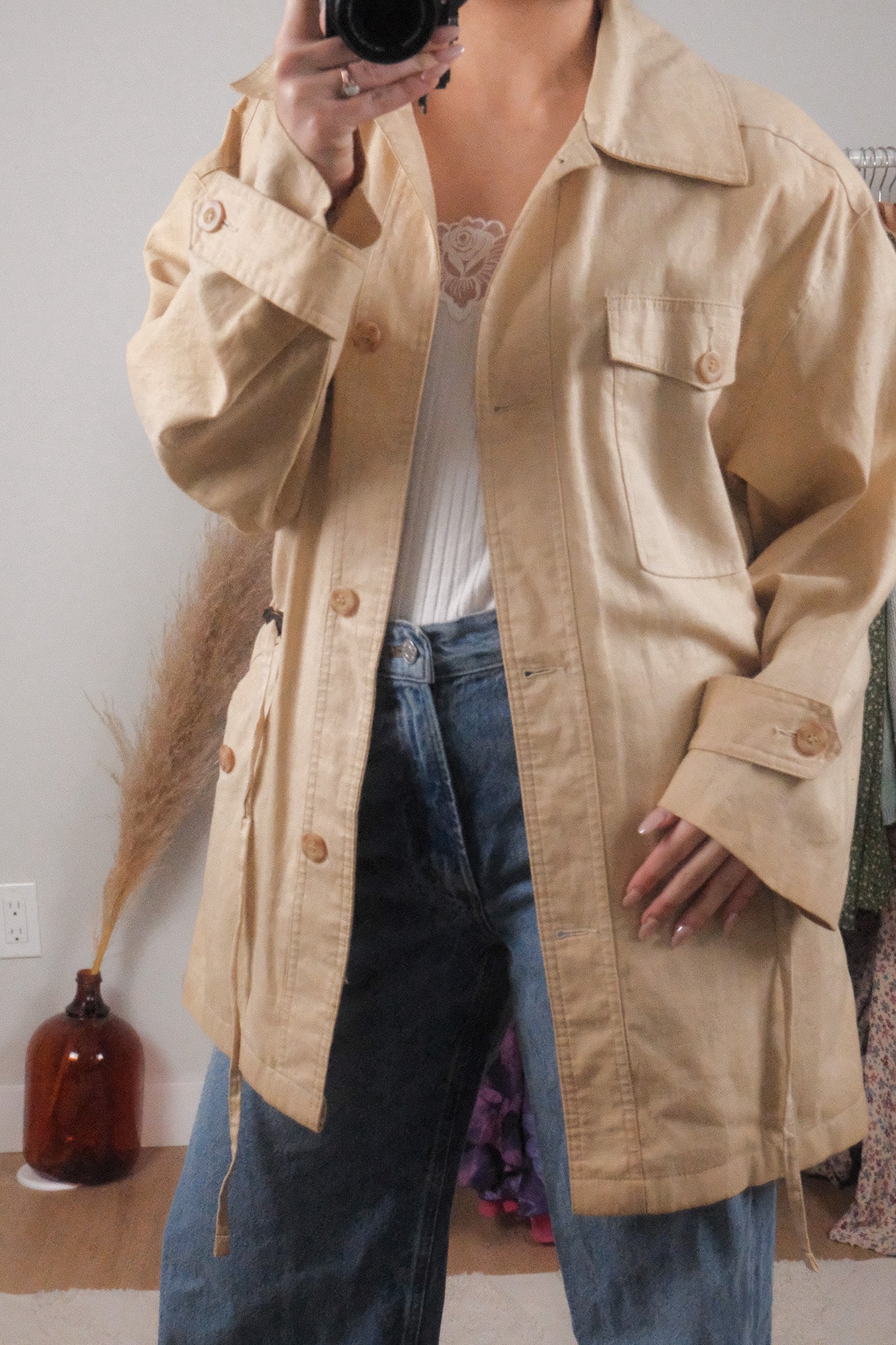 Made in Korea x Vintage x Eaton Linen/Cotton Cinch Waist Jacket (M)