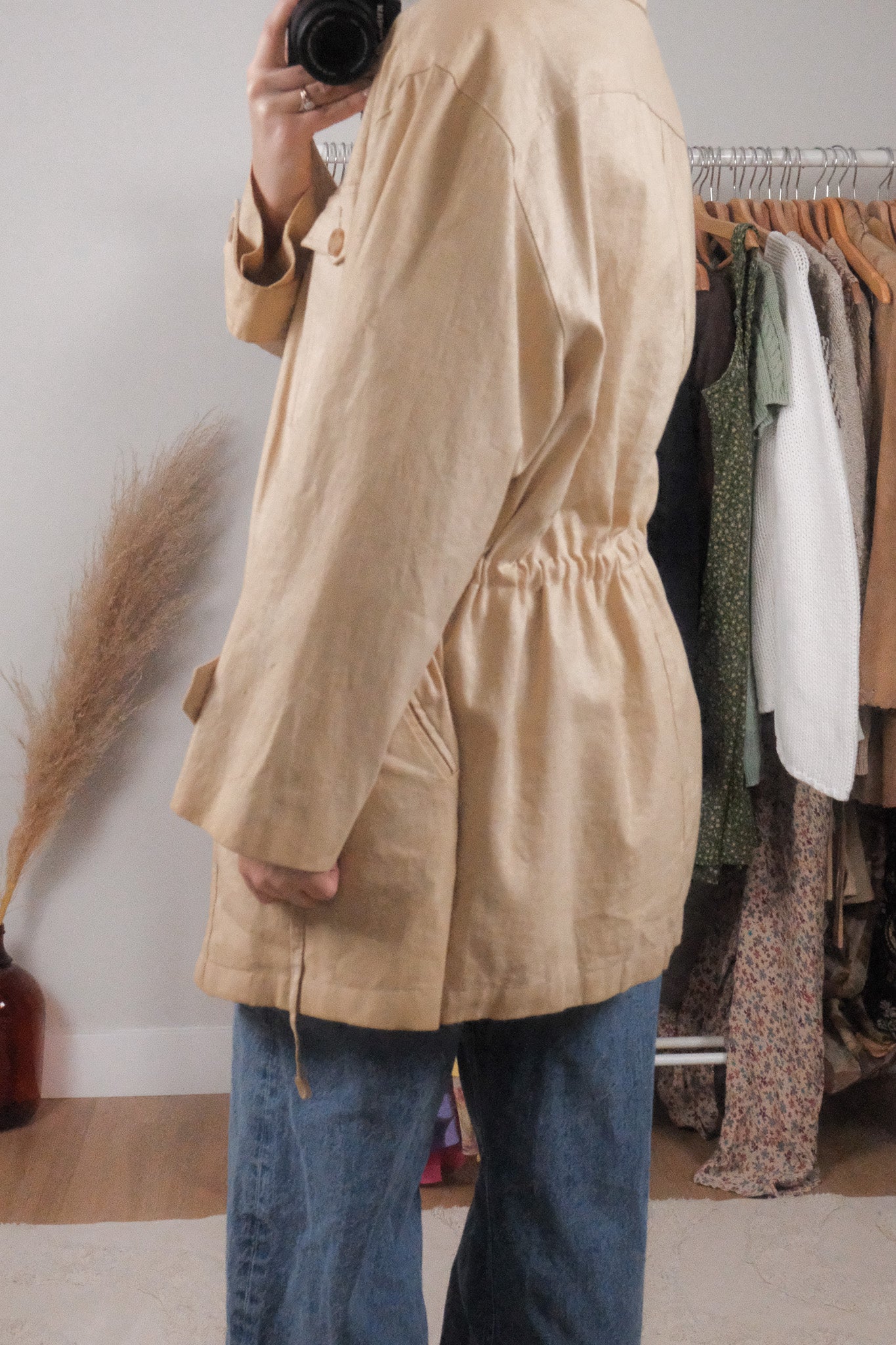 Made in Korea x Vintage x Eaton Linen/Cotton Cinch Waist Jacket (M)