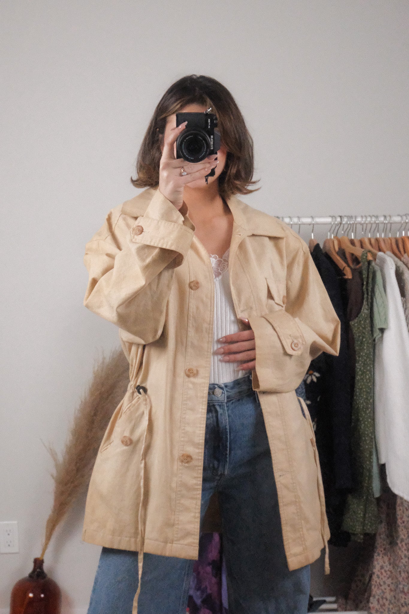 Made in Korea x Vintage x Eaton Linen/Cotton Cinch Waist Jacket (M)