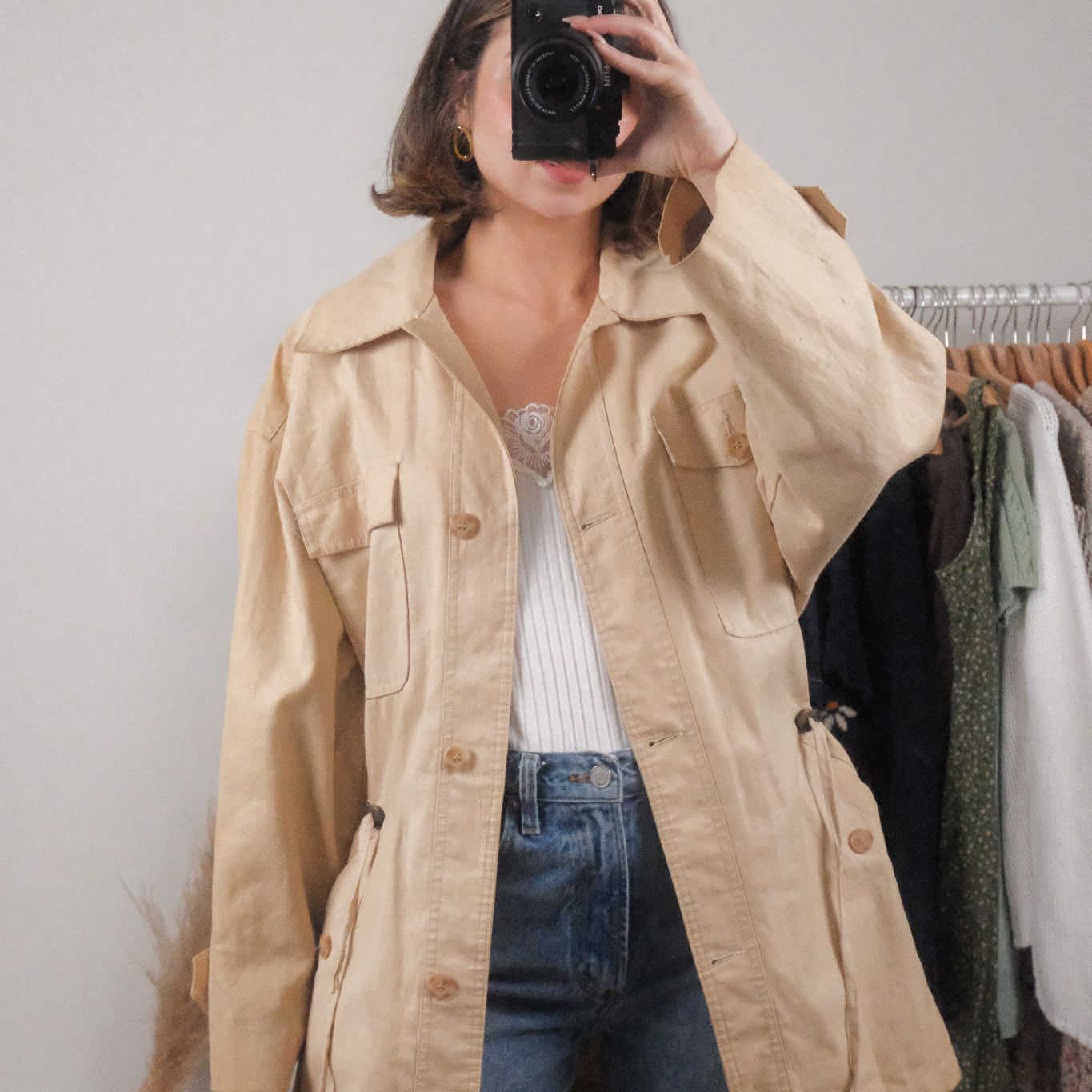 Made in Korea x Vintage x Eaton Linen/Cotton Cinch Waist Jacket (M)