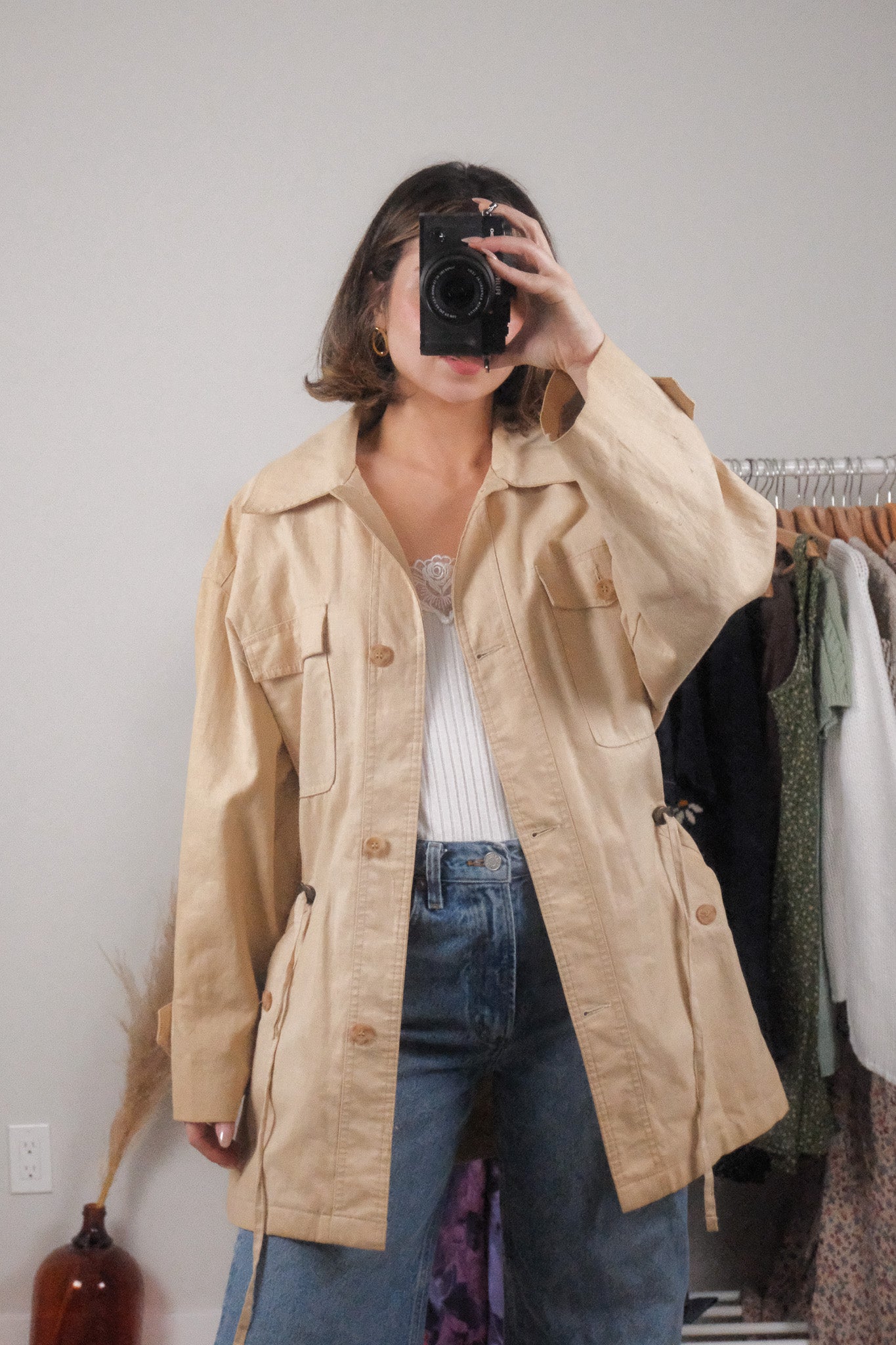 Made in Korea x Vintage x Eaton Linen/Cotton Cinch Waist Jacket (M)
