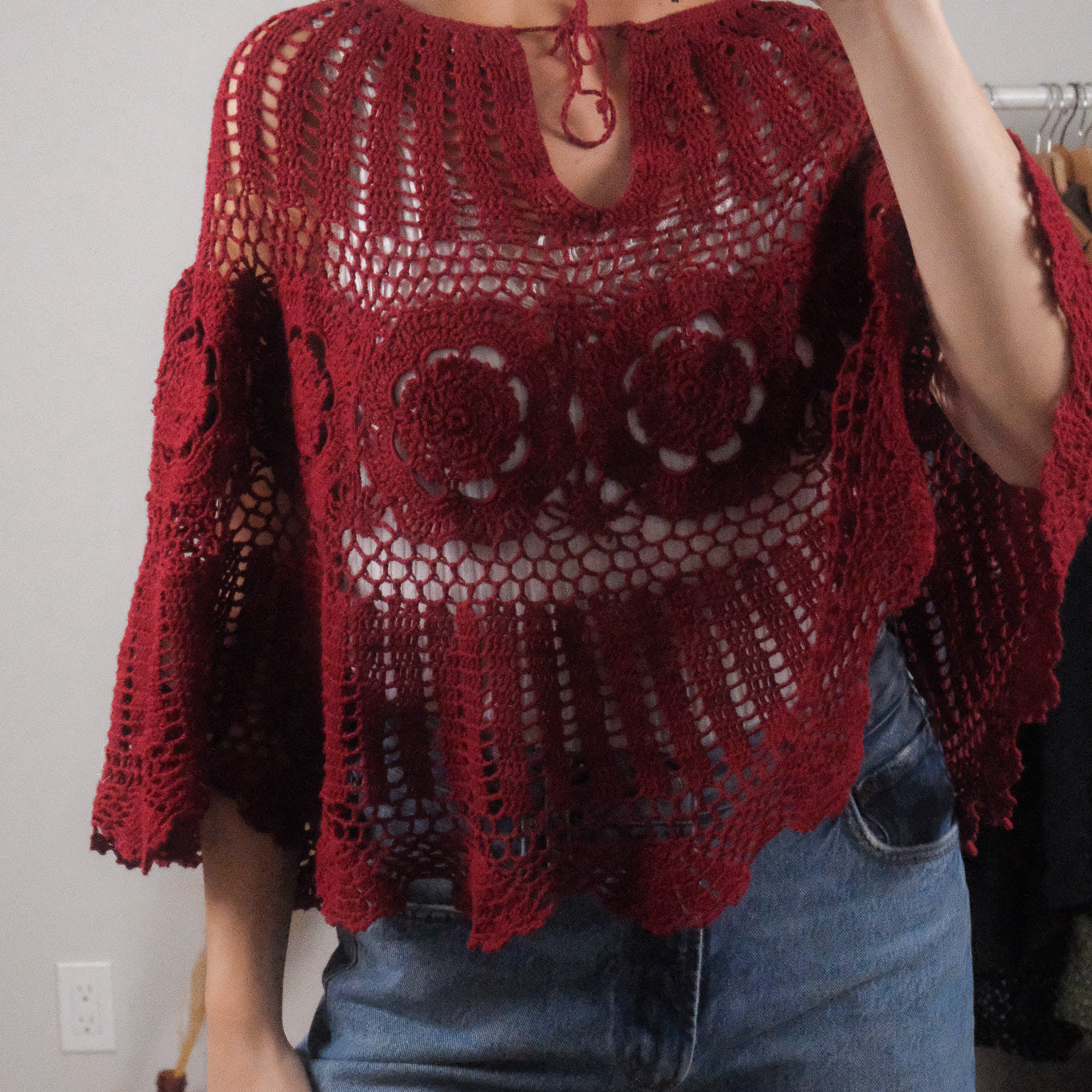 Vintage x Crochet Poncho (XS-L)