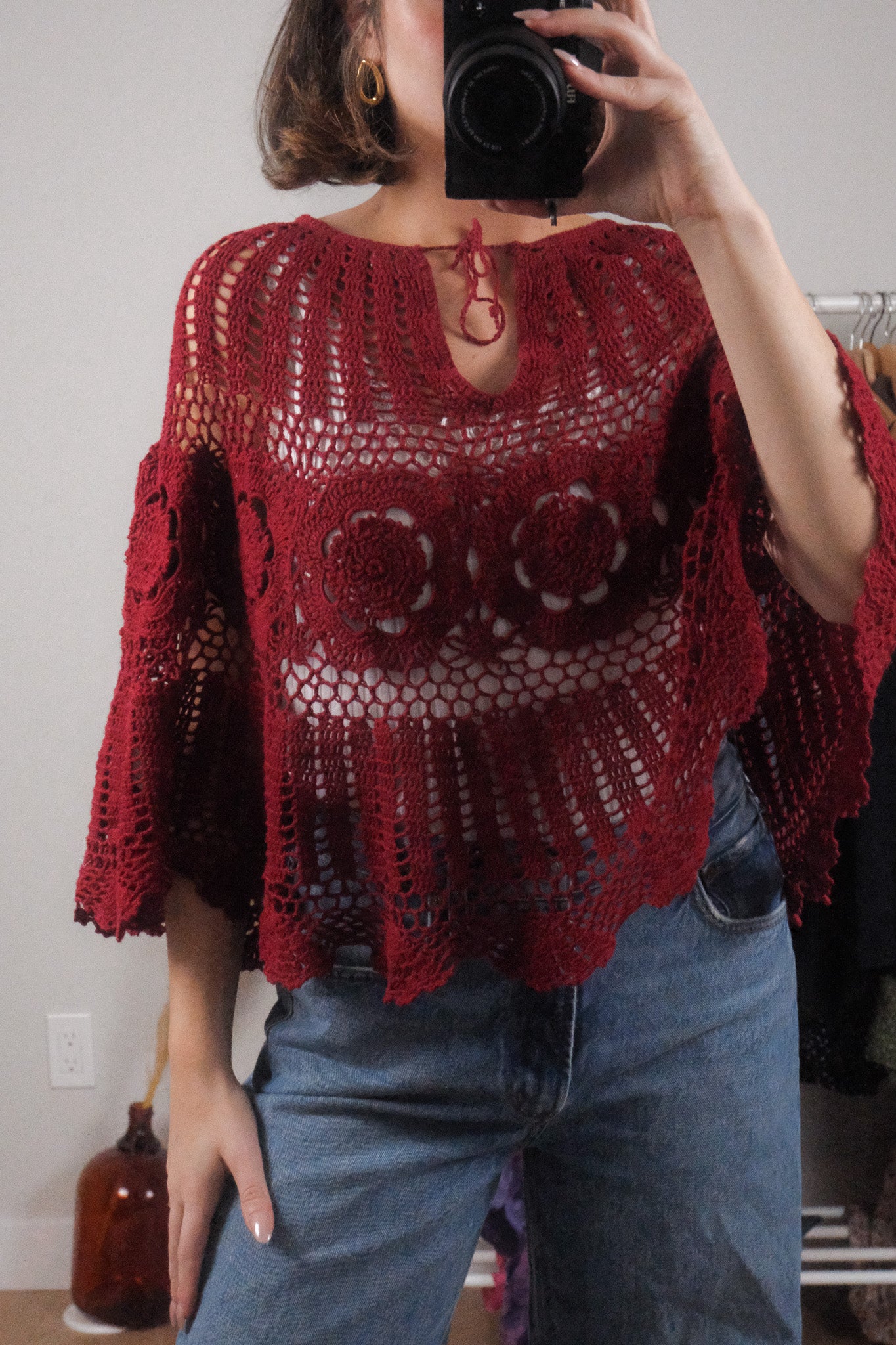 Vintage x Crochet Poncho (XS-L)