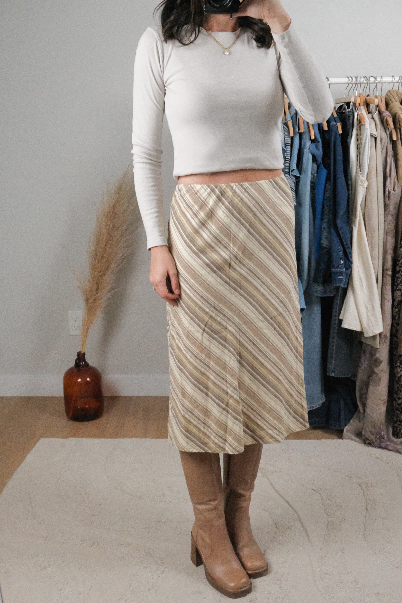 Vintage x Linen Blend Striped Skirt (4/6)