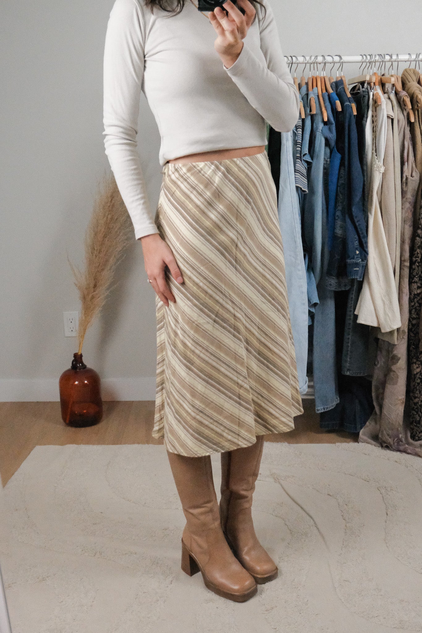 Vintage x Linen Blend Striped Skirt (4/6)