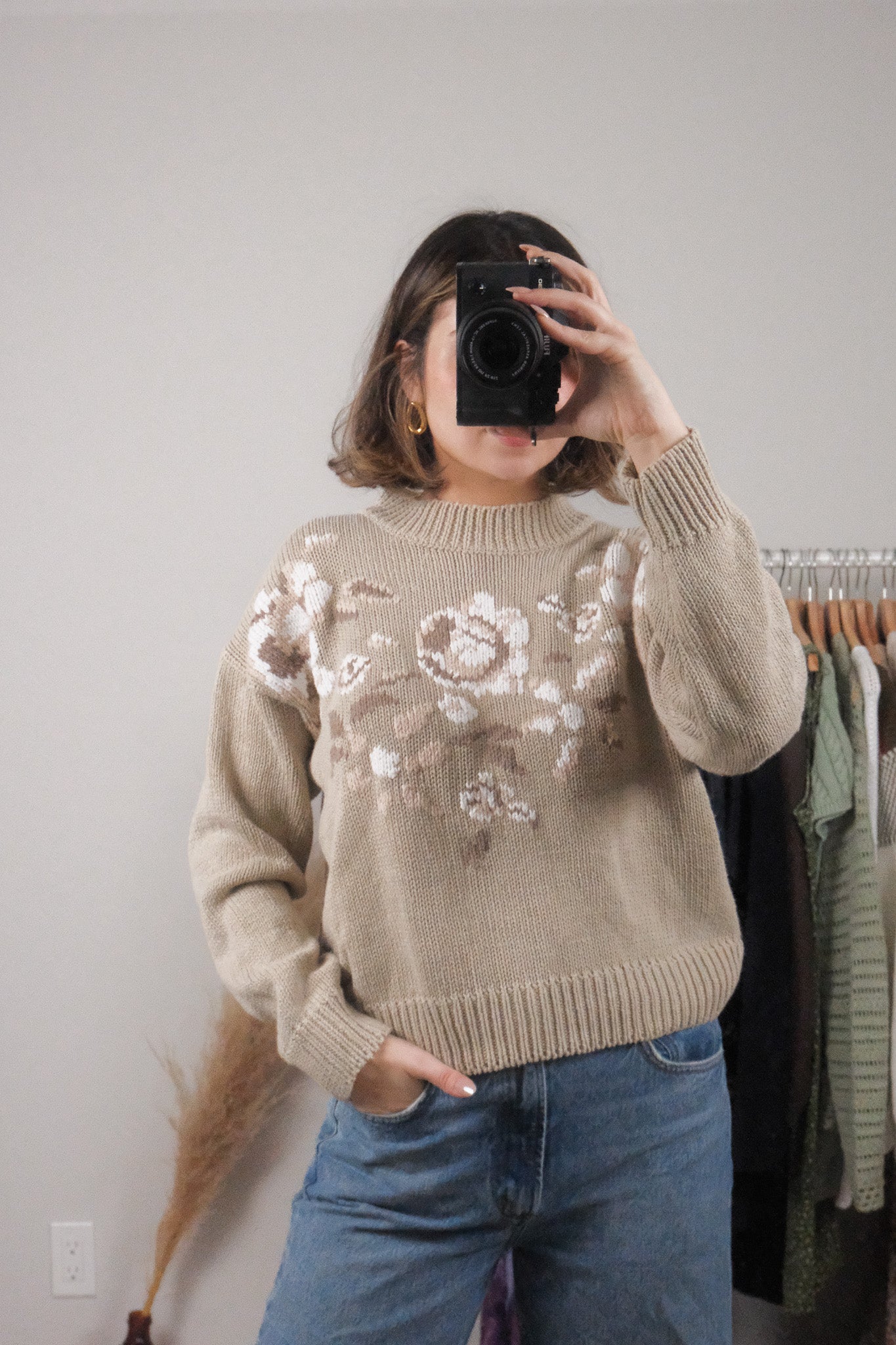 Vintage x Hand Embroidered Floral Knit (S/M)