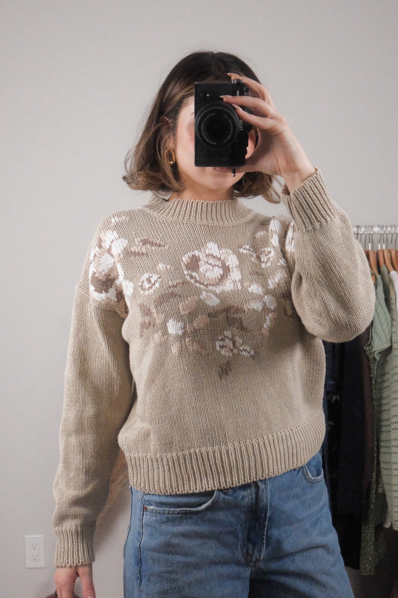 Vintage x Hand Embroidered Floral Knit (S/M)