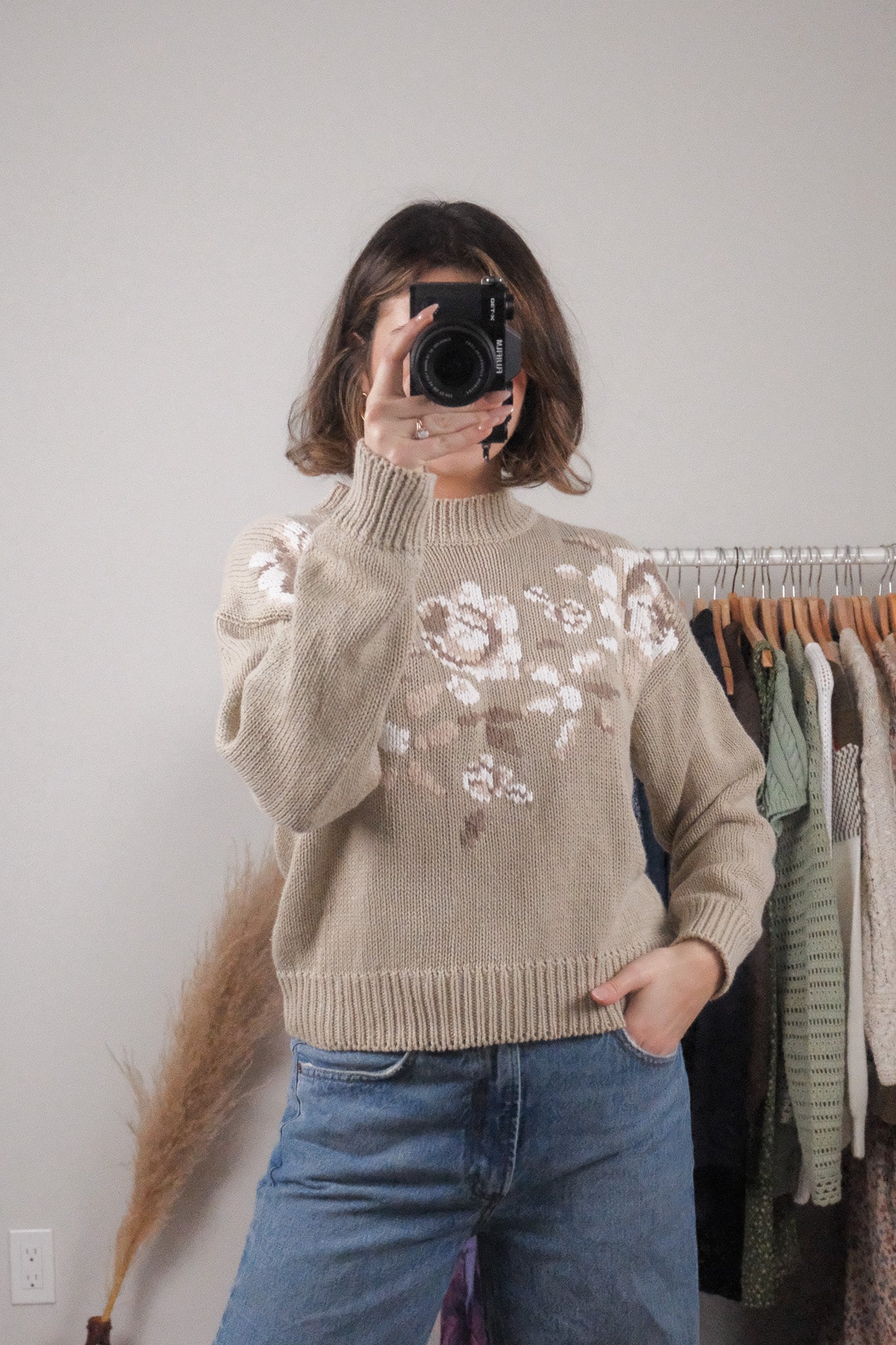Vintage x Hand Embroidered Floral Knit (S/M)