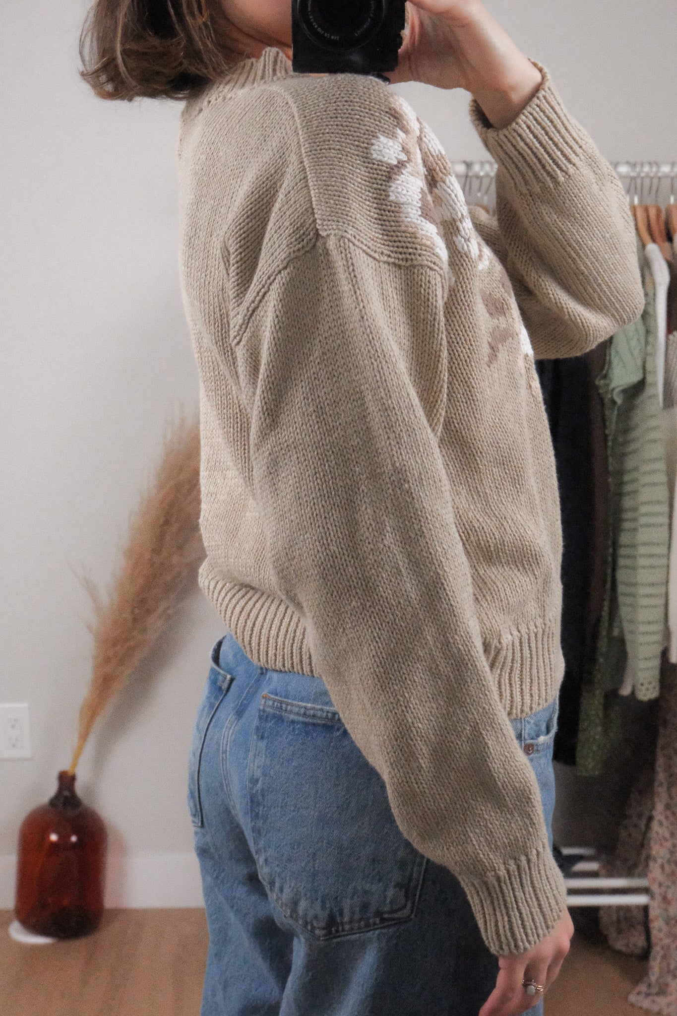 Vintage x Hand Embroidered Floral Knit (S/M)