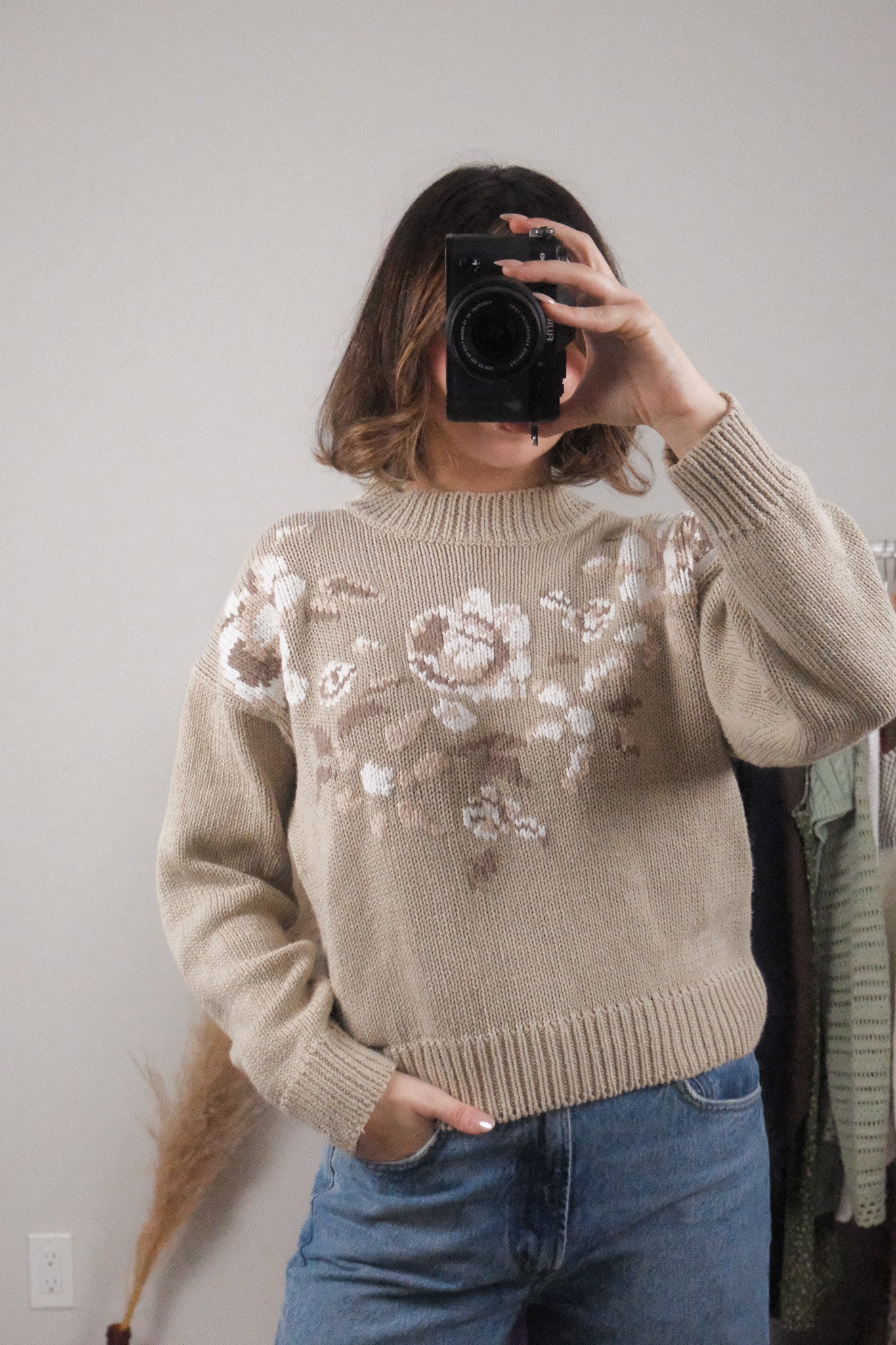 Vintage x Hand Embroidered Floral Knit (S/M)