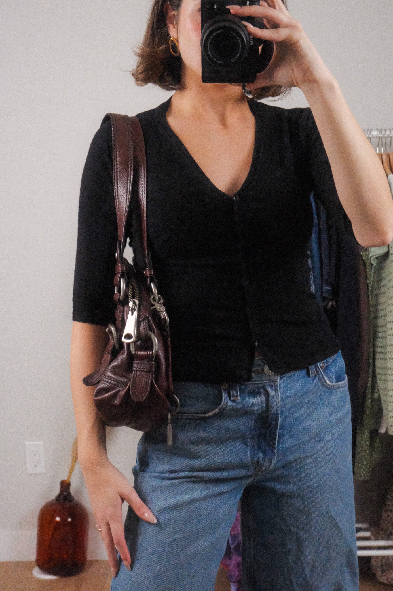 Vintage x Leather Fossil Buckle Shoulder Purse