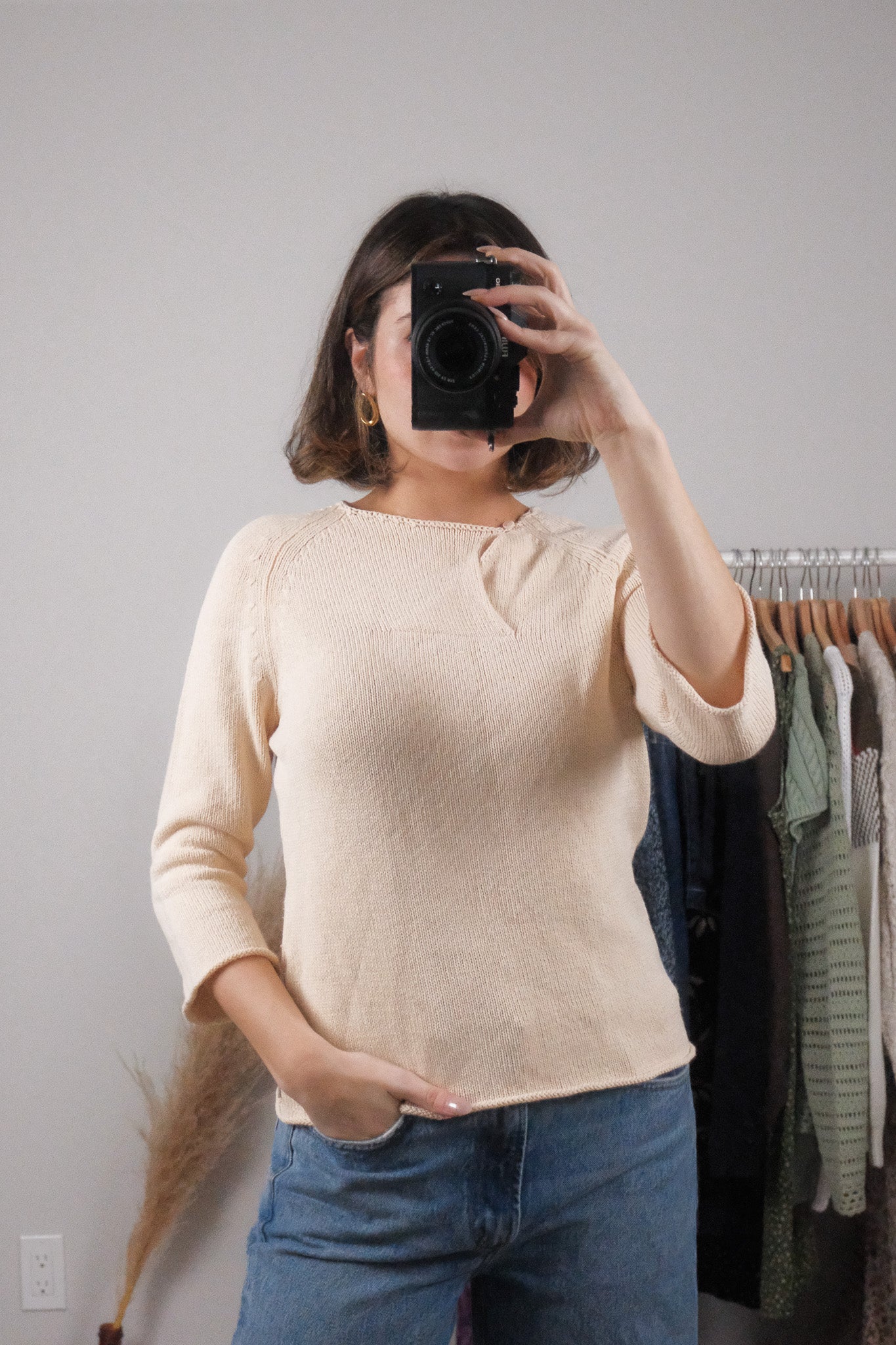 Vintage x Calvin Klien x Knit 3/4 Sleeve Knit (S)