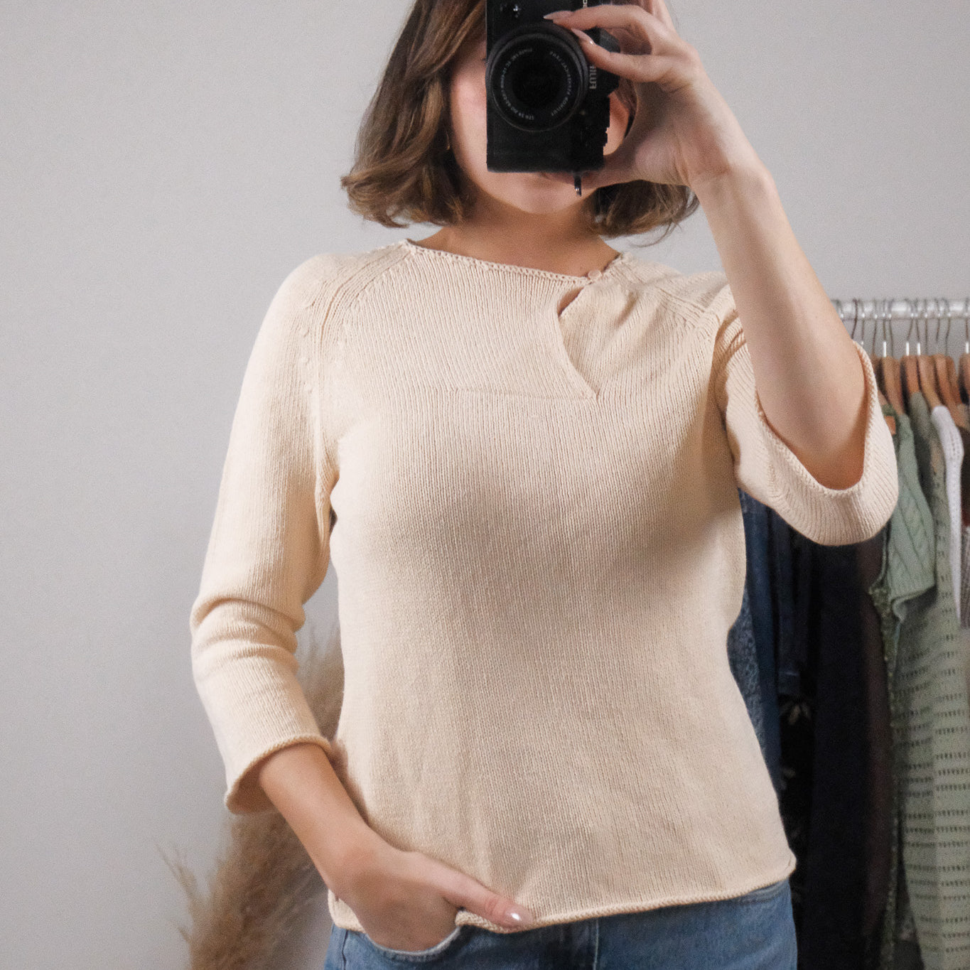 Vintage x Calvin Klien x Knit 3/4 Sleeve Knit (S)