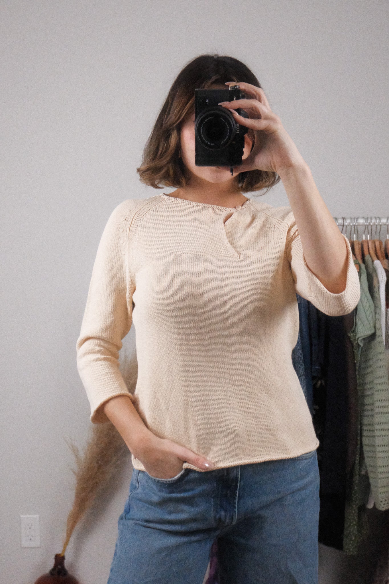 Vintage x Calvin Klien x Knit 3/4 Sleeve Knit (S)