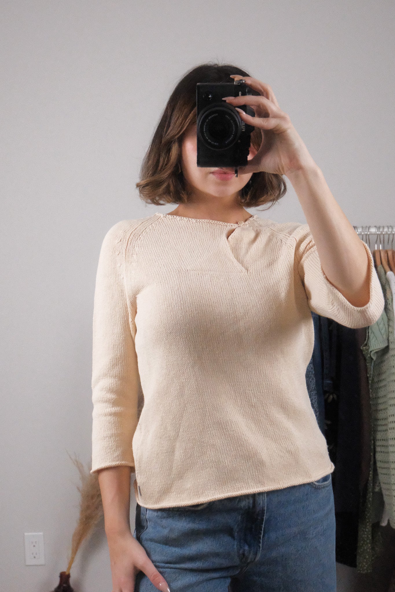 Vintage x Calvin Klien x Knit 3/4 Sleeve Knit (S)