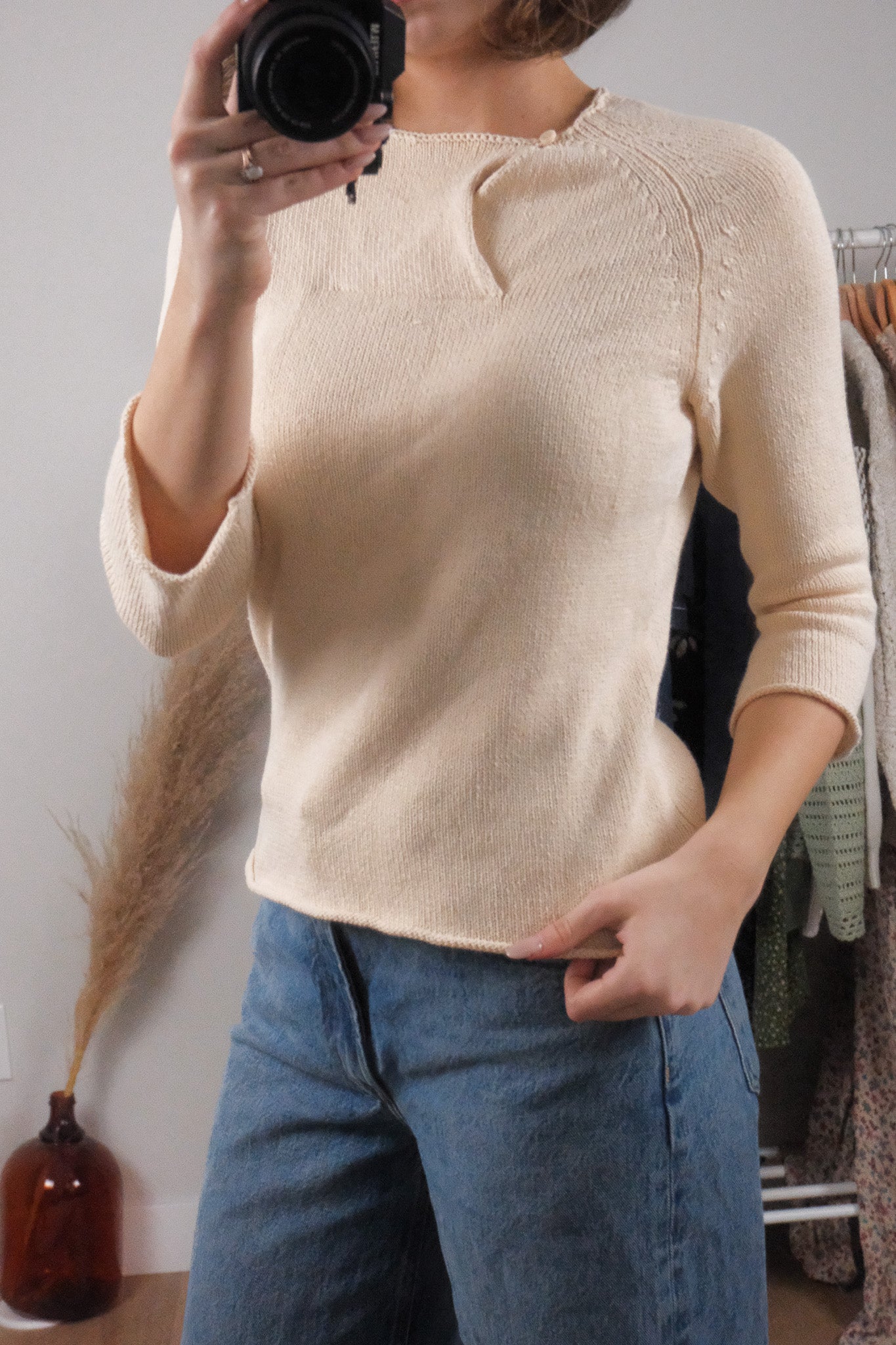 Vintage x Calvin Klien x Knit 3/4 Sleeve Knit (S)