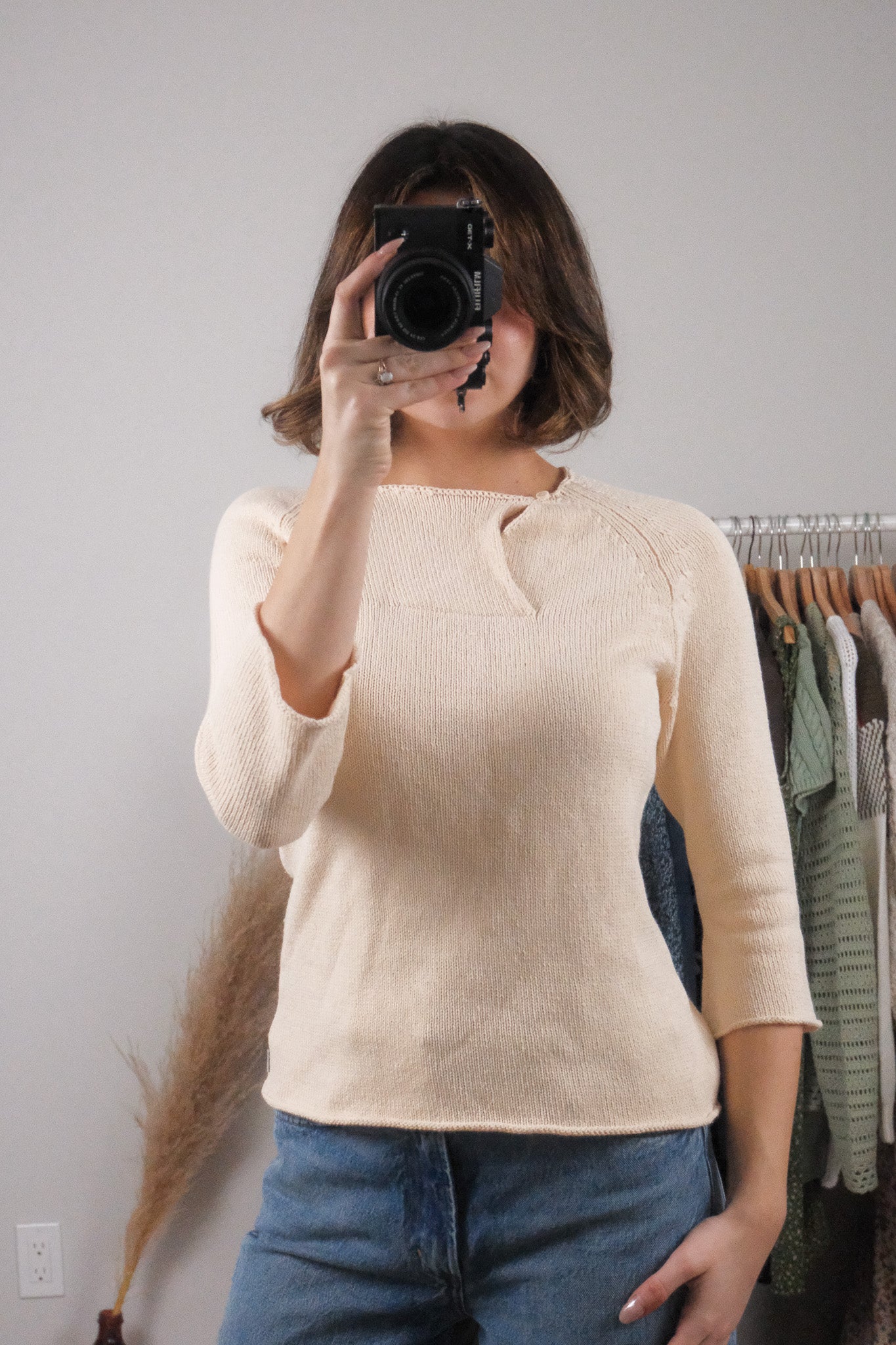 Vintage x Calvin Klien x Knit 3/4 Sleeve Knit (S)