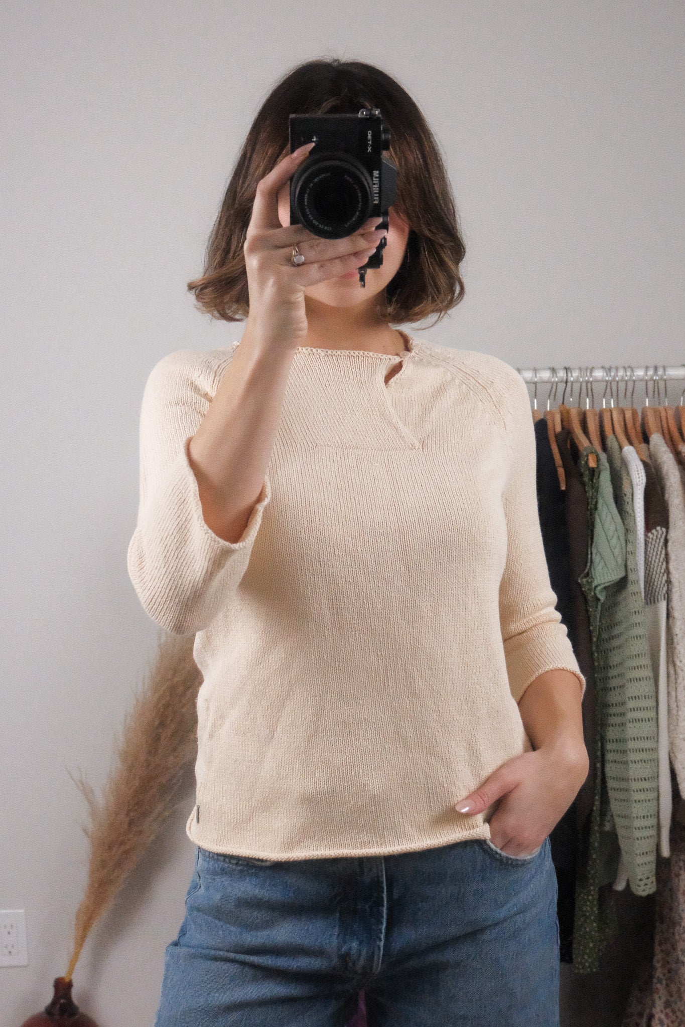 Vintage x Calvin Klien x Knit 3/4 Sleeve Knit (S)