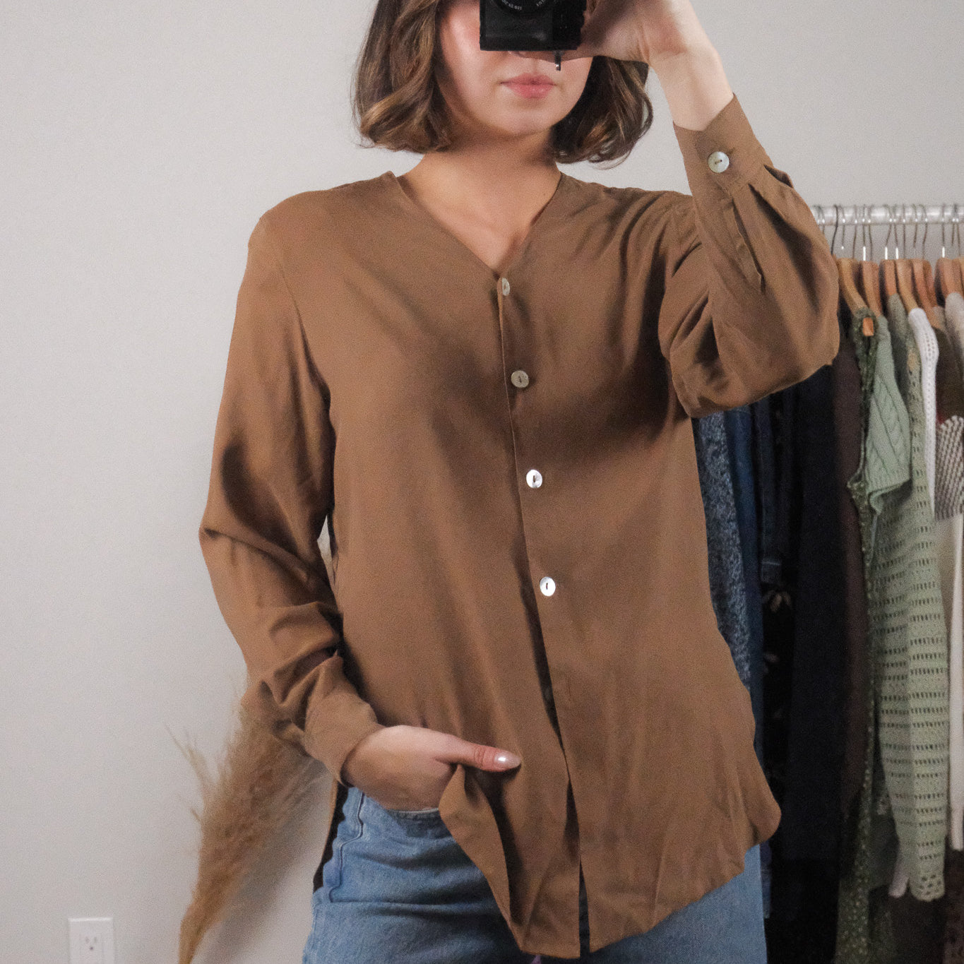 Vintage x 100% Silk Blouse (M)