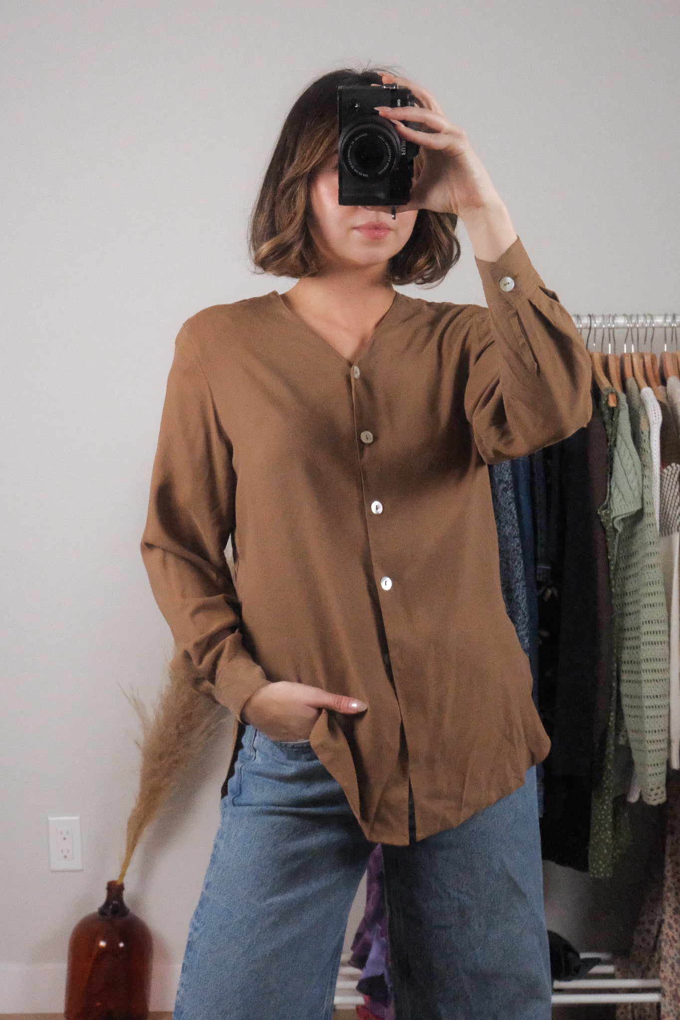 Vintage x 100% Silk Blouse (M)