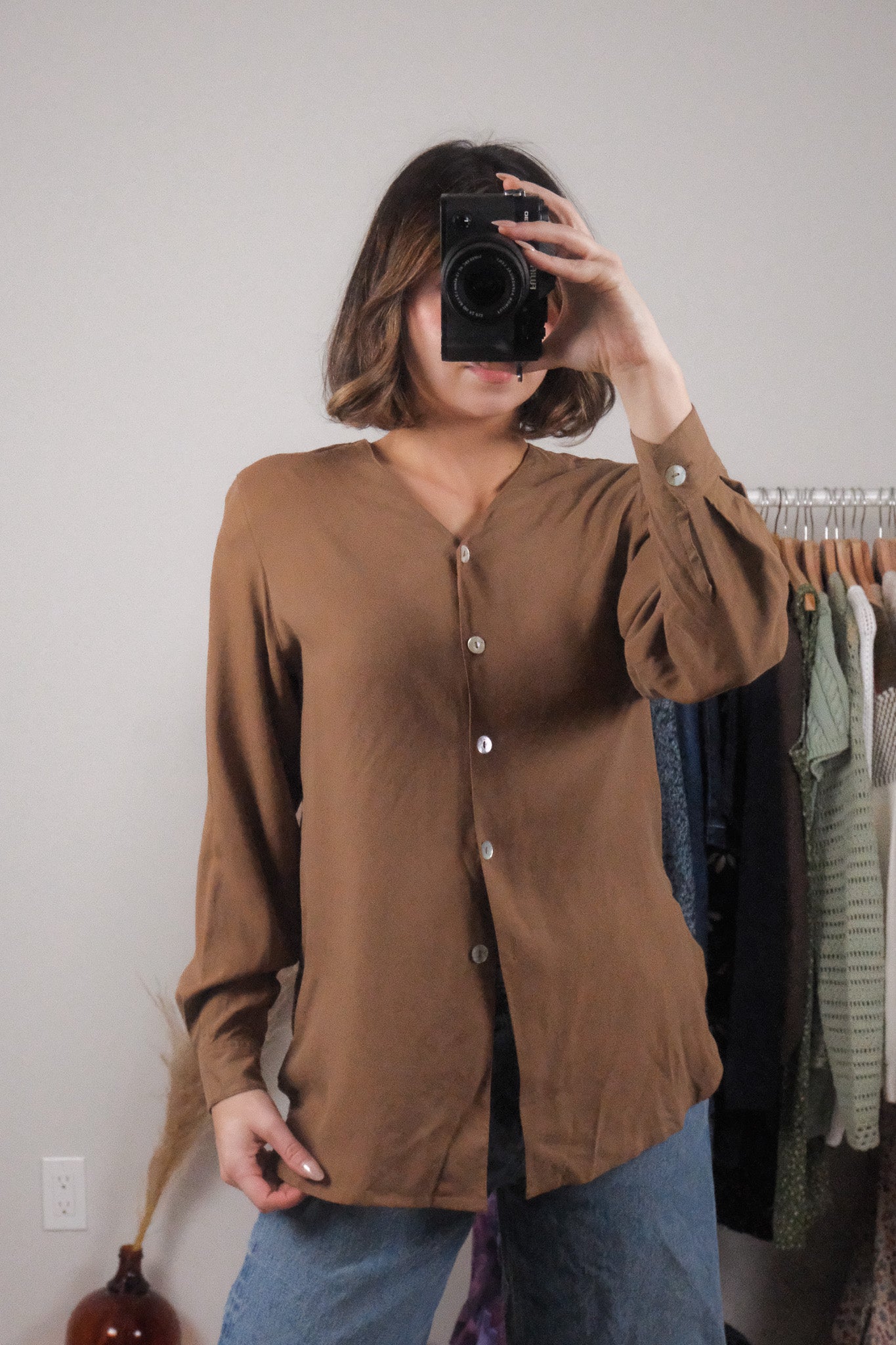 Vintage x 100% Silk Blouse (M)