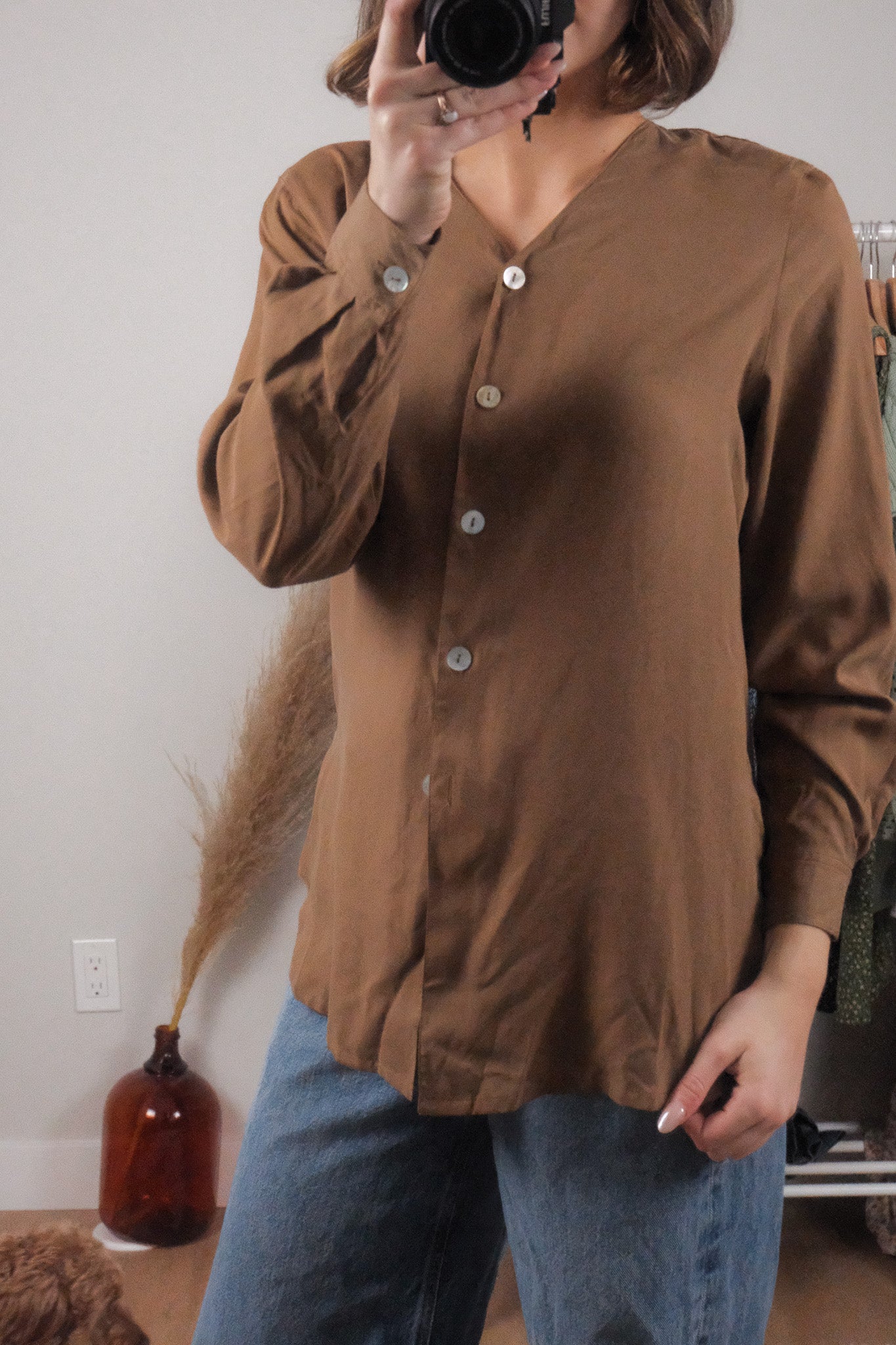 Vintage x 100% Silk Blouse (M)